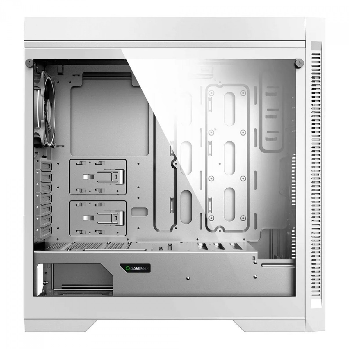 Gabinete Gamer Gamemax Infinit Abyss M908 TR, ARGB, Mid Tower, Vidro Temperado, E-ATX, White, Sem Fonte, Com 1 Fan  