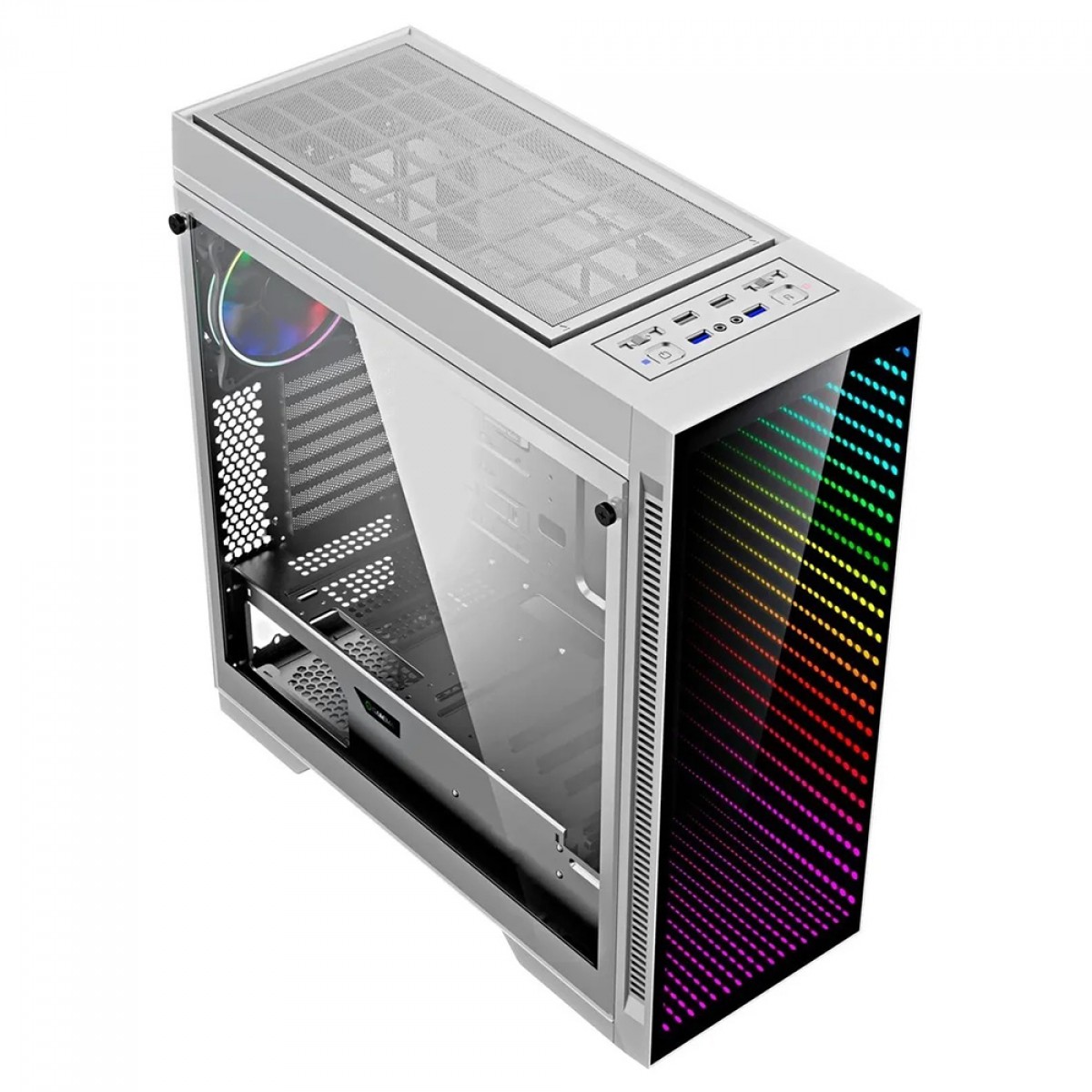 Gabinete Gamer Gamemax Infinit Abyss M908 TR, ARGB, Mid Tower, Vidro Temperado, E-ATX, White, Sem Fonte, Com 1 Fan  