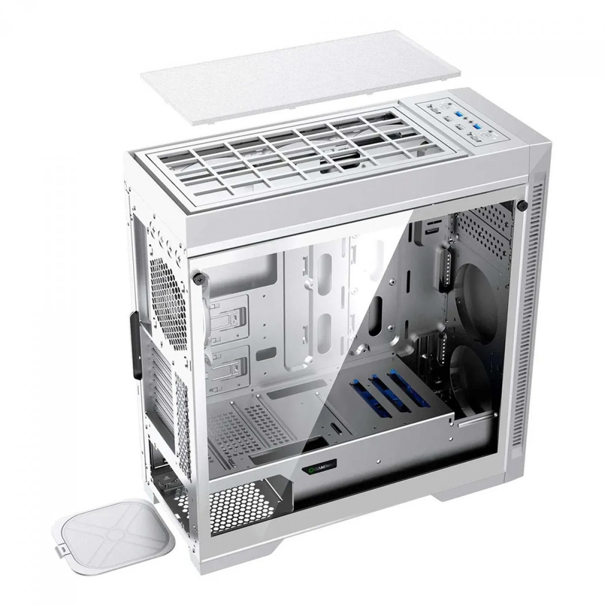 Gabinete Gamer Gamemax Infinit Abyss M908 TR, ARGB, Mid Tower, Vidro Temperado, E-ATX, White, Sem Fonte, Com 1 Fan  
