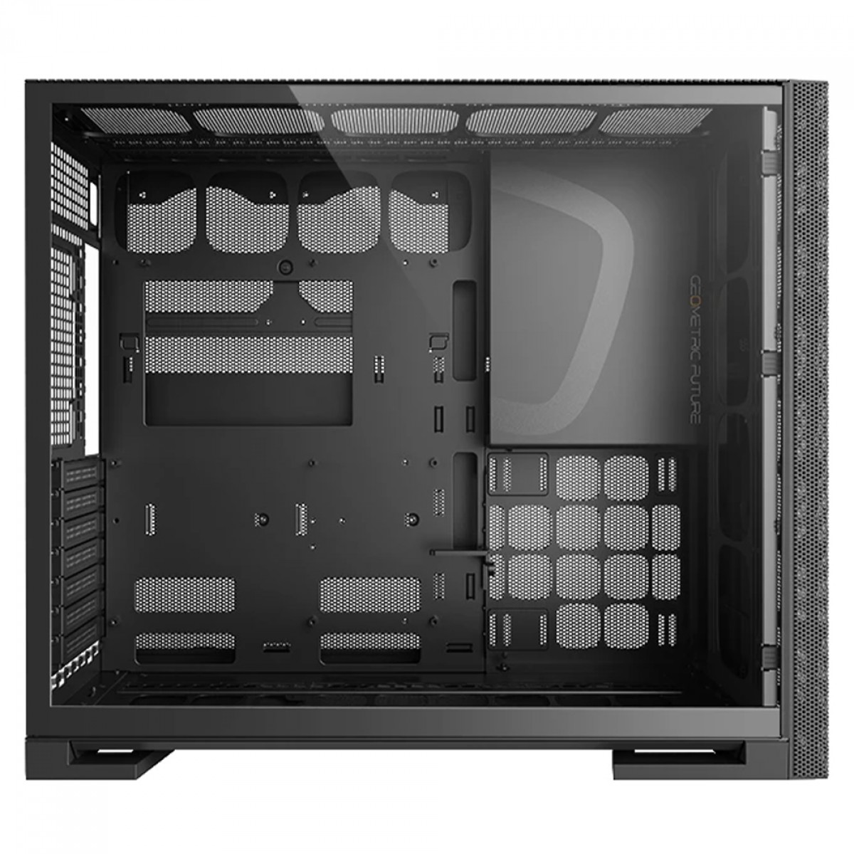 Gabinete Gamer Geometric Future Model 5 Vent, Mid Tower, Vidro Temperado, EATX, Sem Fonte, Com 5 Fans ARGB, Preto e Amarelo, GEO-M5VF-BY