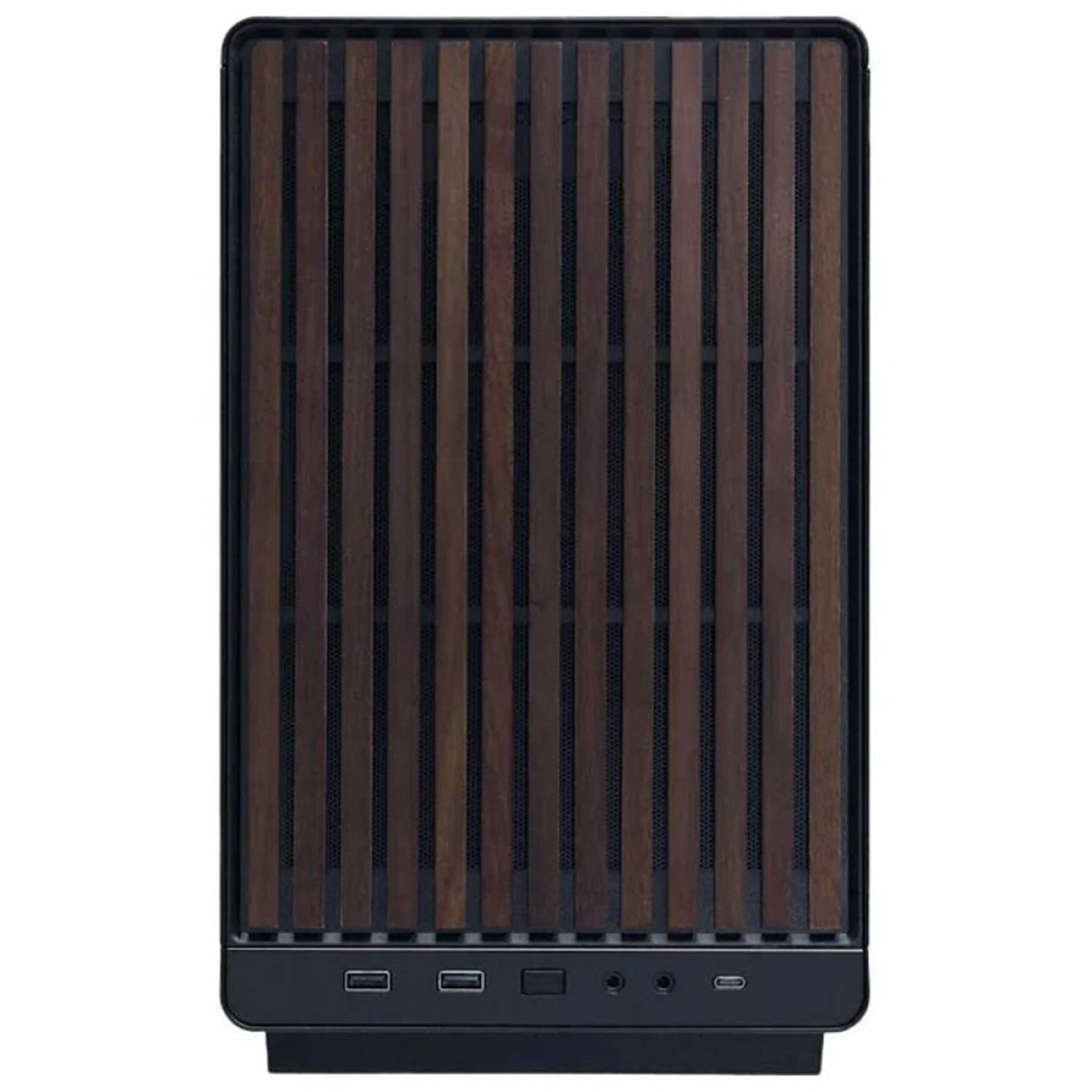 Gabinete Gamer Lian Li 011 A3-mATX Wood Black, Mini Tower, Vidro Temperado, M-ATX, Sem Fonte, Sem Fan, Preto