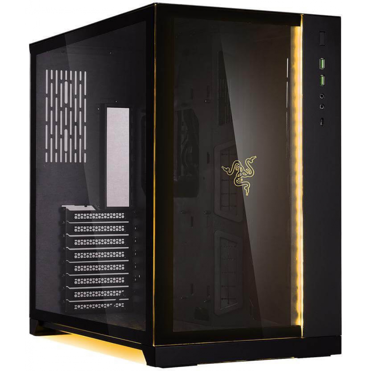 Gabinete Gamer Lian Li Dynamic Razer Edition RGB, Mid Tower, Vidro Temperado, Black, Sem Fonte, O11DXRZ