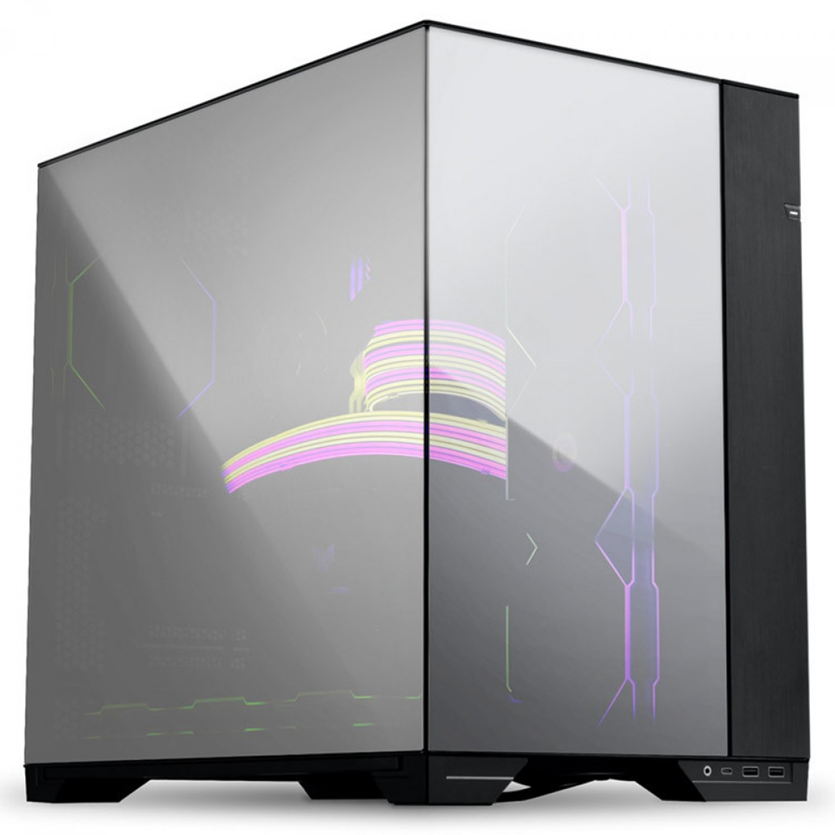 Gabinete Gamer Lian Li O11 Vision Chrome, Mid Tower, Vidro Temperado Espelhado, E-ATX, Black, Sem Fonte, Sem Fan, O11VC CHROME