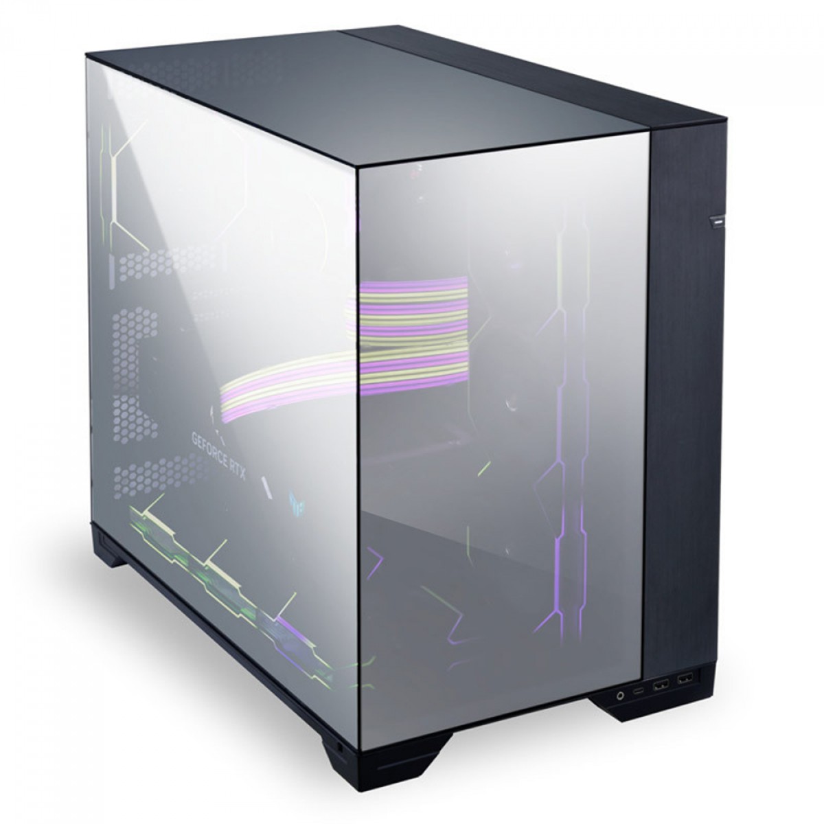 Gabinete Gamer Lian Li O11 Vision Chrome, Mid Tower, Vidro Temperado Espelhado, E-ATX, Black, Sem Fonte, Sem Fan, O11VC CHROME