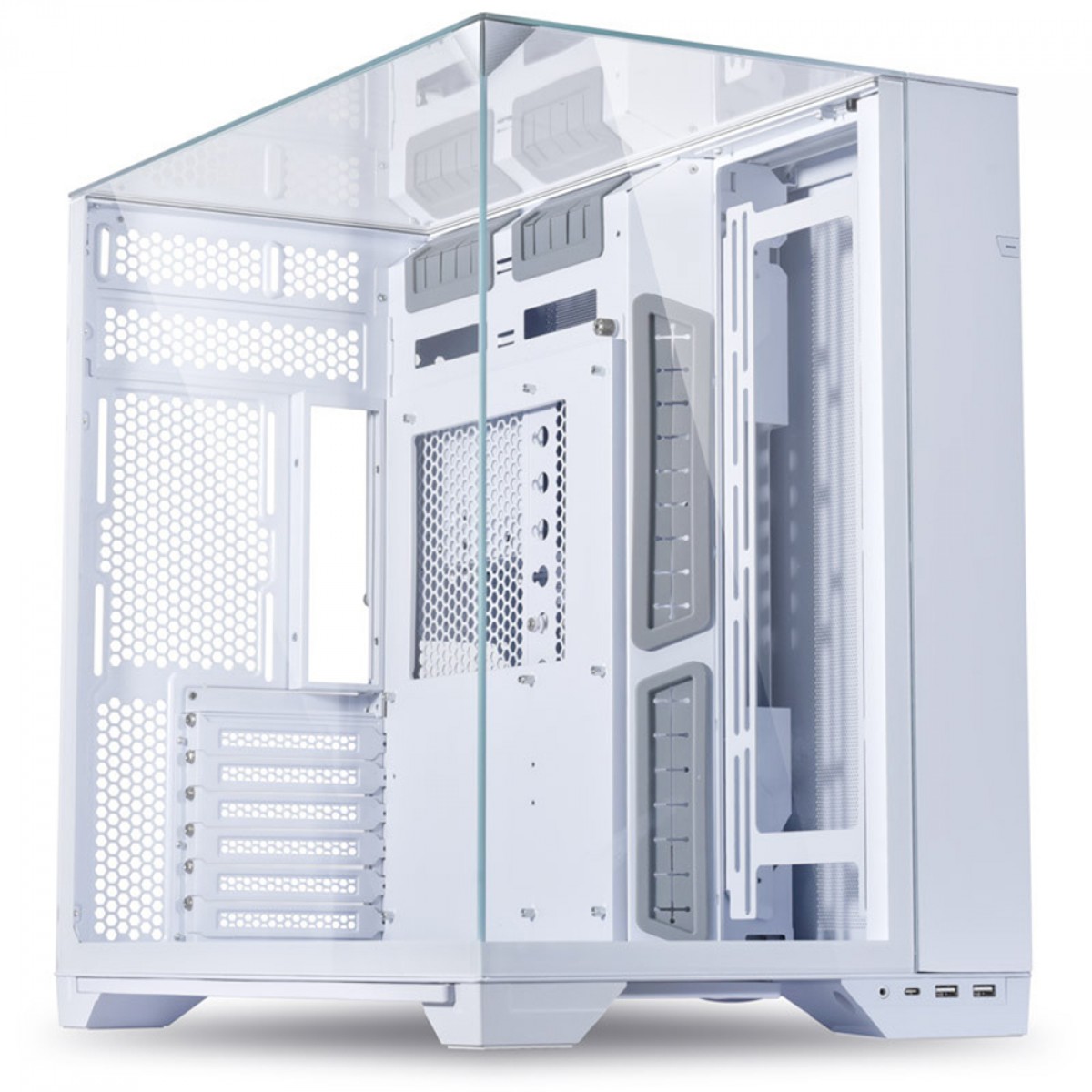 Gabinete Gamer Lian Li O11 Vision, Mid Tower, Vidro Temperado, E-ATX, White, Sem Fonte, Sem Fan, O11VW WHITE