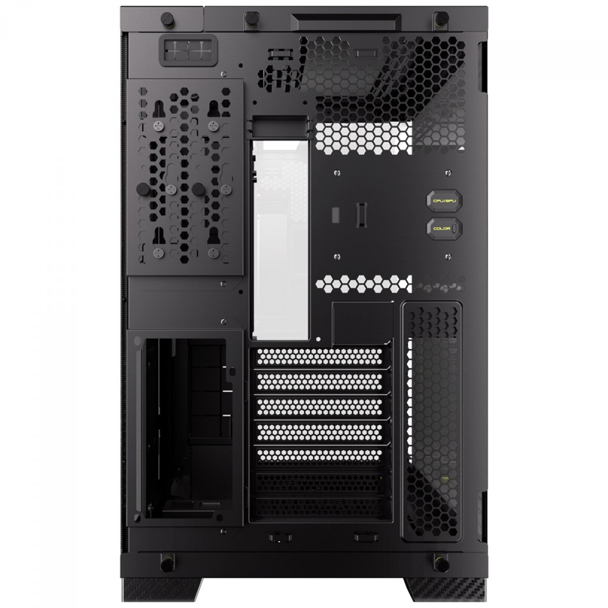 Gabinete Gamer Lian Li O11D EVO Automobili Lamborghini Edition, RGB, Mid Tower, Vidro Temperado, E-ATX, Com Display LCD, Preto, Sem Fans