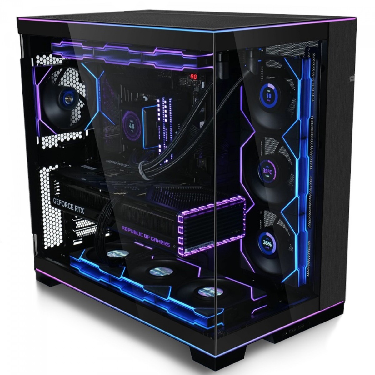 Gabinete Gamer Lian Li O11D EVO RGB, Mid Tower, Vidro Temperado, E-ATX, Preto, Sem Fonte, Sem Fan, O11DERGBX BLACK