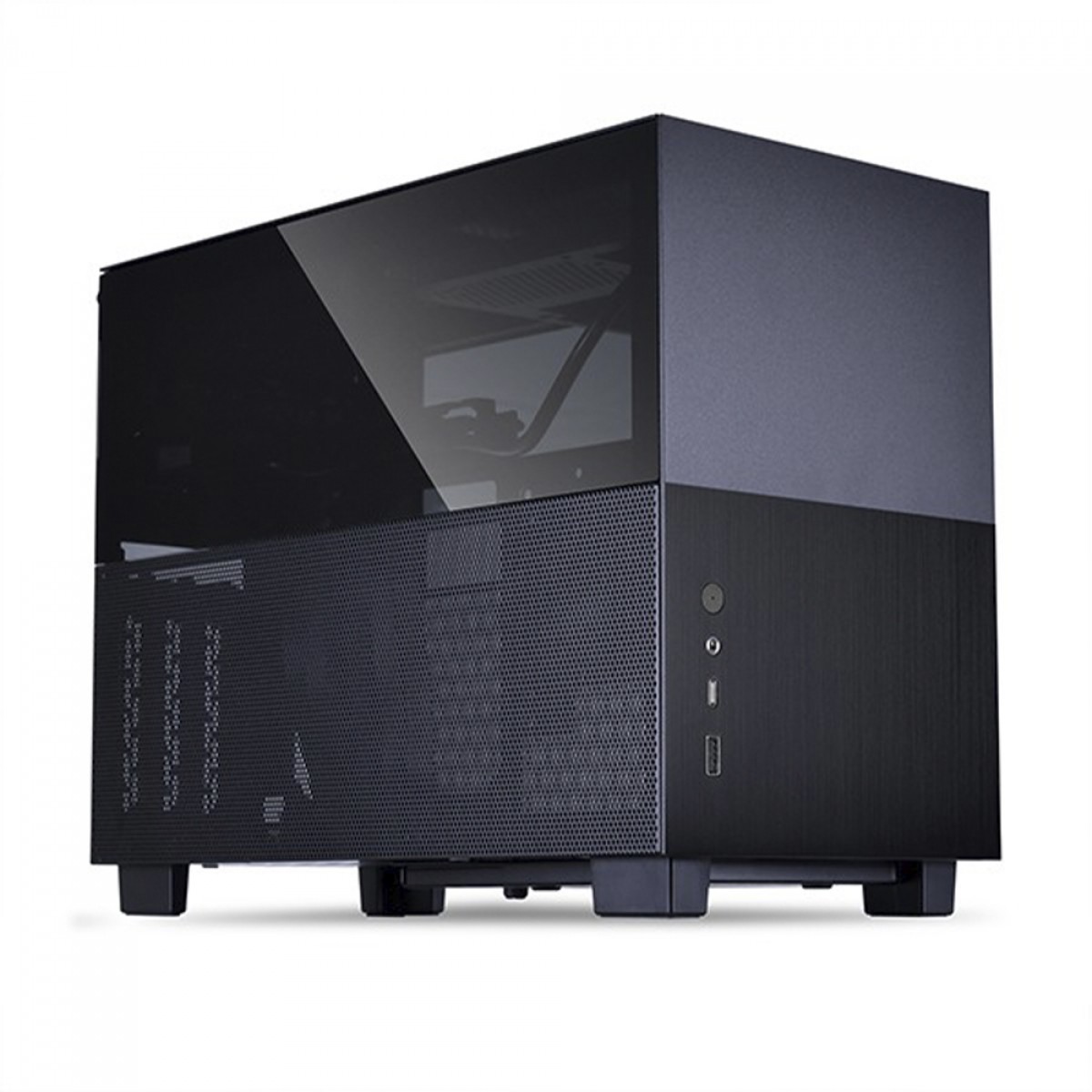 Gabinete Gamer Lian Li Q58, Mini ITX, Vidro Temperado, Black, ATX, sem fonte, sem fan, Q58X4