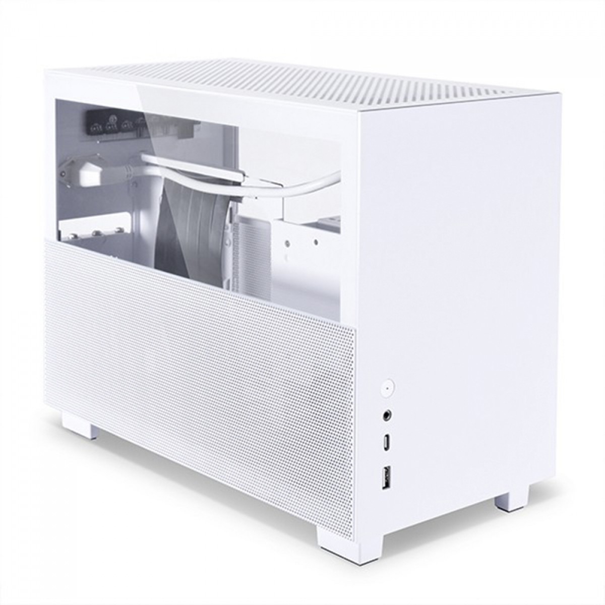 Gabinete Gamer Lian Li Q58, Mini ITX, Vidro Temperado, White, ATX, sem fonte, sem fan, Q58W4