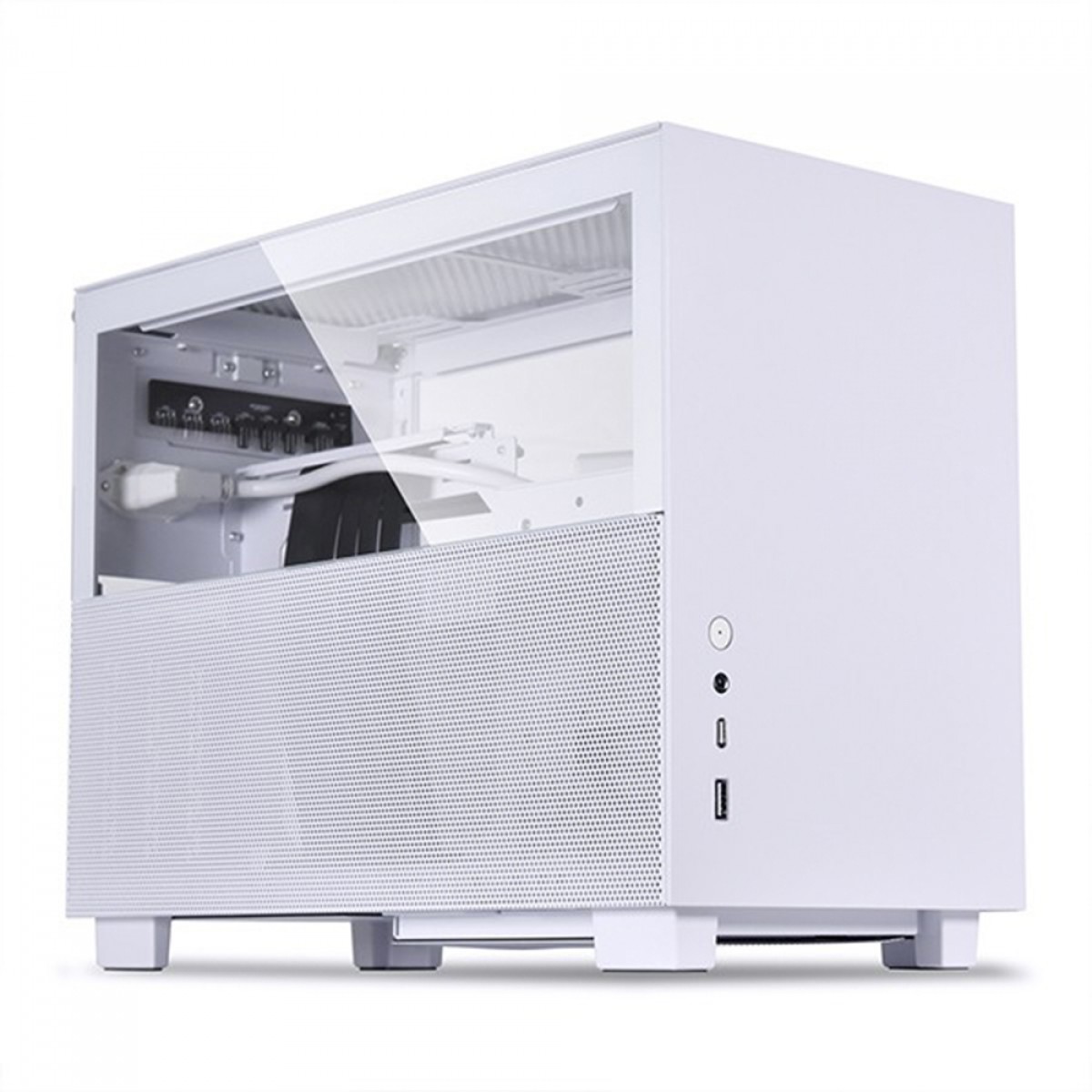 Gabinete Gamer Lian Li Q58, Mini ITX, Vidro Temperado, White, ATX, sem fonte, sem fan, Q58W4