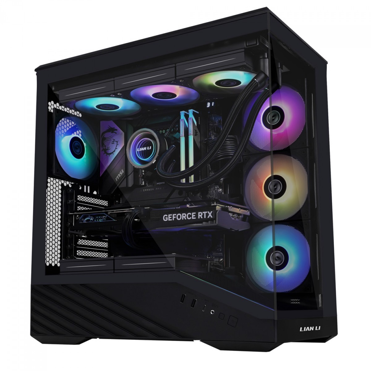 Gabinete Gamer Lian Li Vector V100, RGB, Mid Tower, Vidro Temperado, E-ATX, Sem Fonte, Sem Fan, Black, V100X