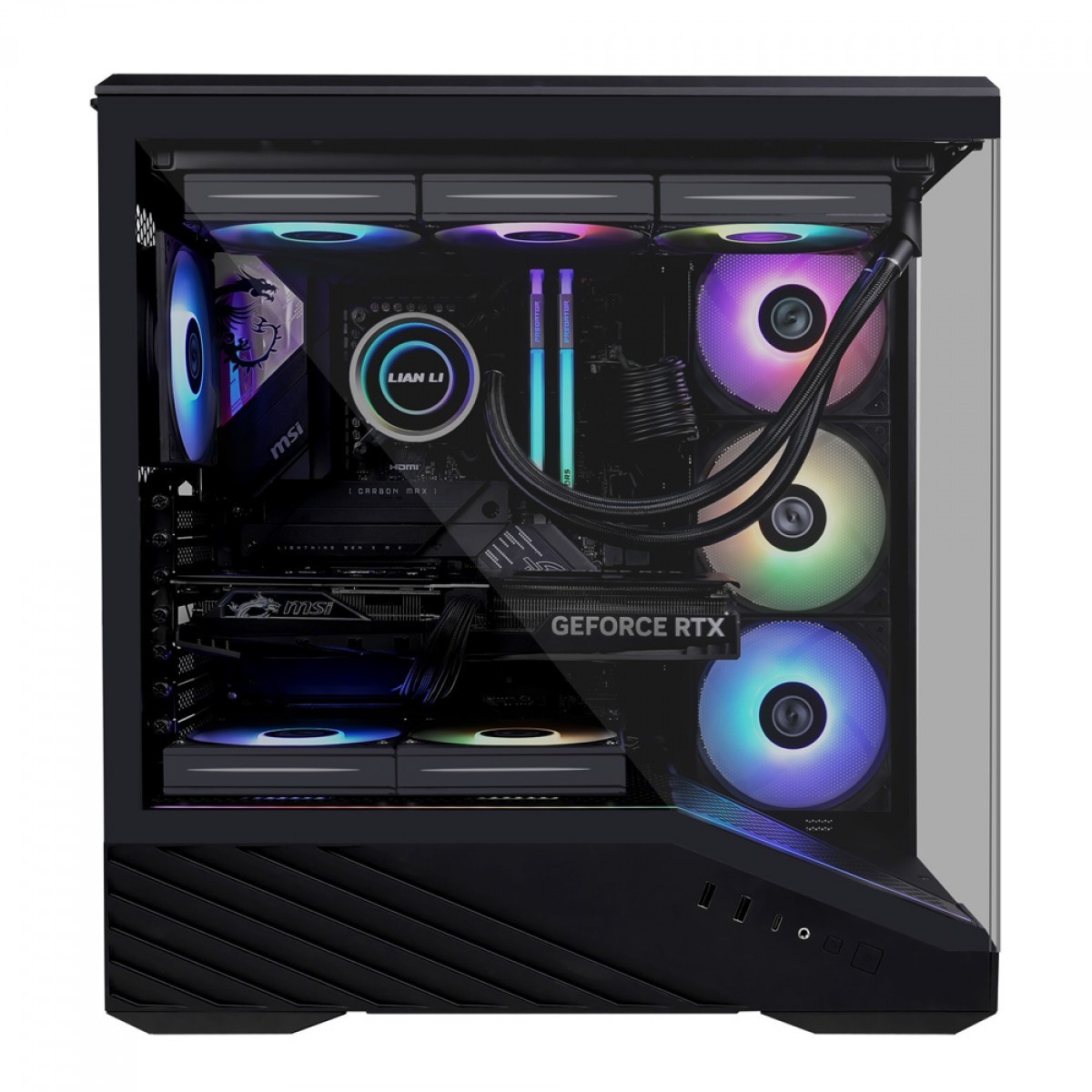 Gabinete Gamer Lian Li Vector V100, RGB, Mid Tower, Vidro Temperado, E-ATX, Sem Fonte, Sem Fan, Black, V100X