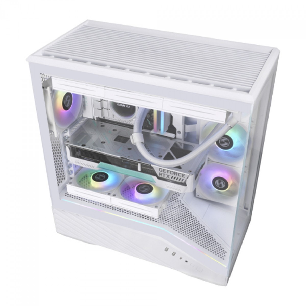 Gabinete Gamer Lian Li Vetor V100, RGB, Mid Tower, Vidro Temperado, E-ATX, Sem Fonte, Sem Fan, Branco, V100W