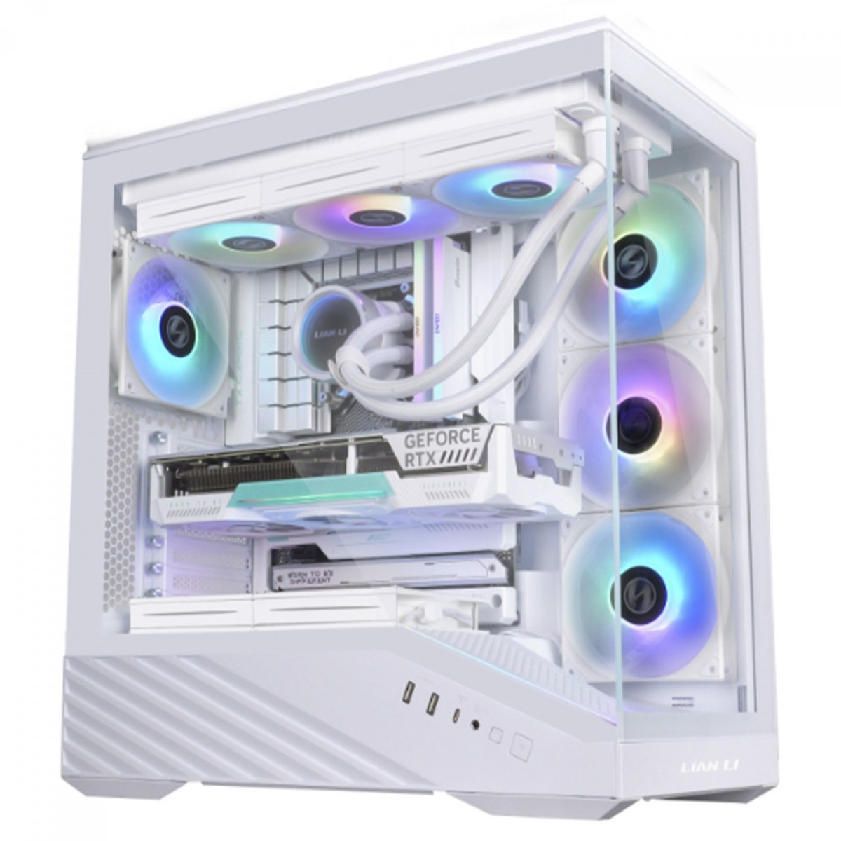 Gabinete Gamer Lian Li Vetor V100, RGB, Mid Tower, Vidro Temperado, E-ATX, Sem Fonte, Sem Fan, Branco, V100W