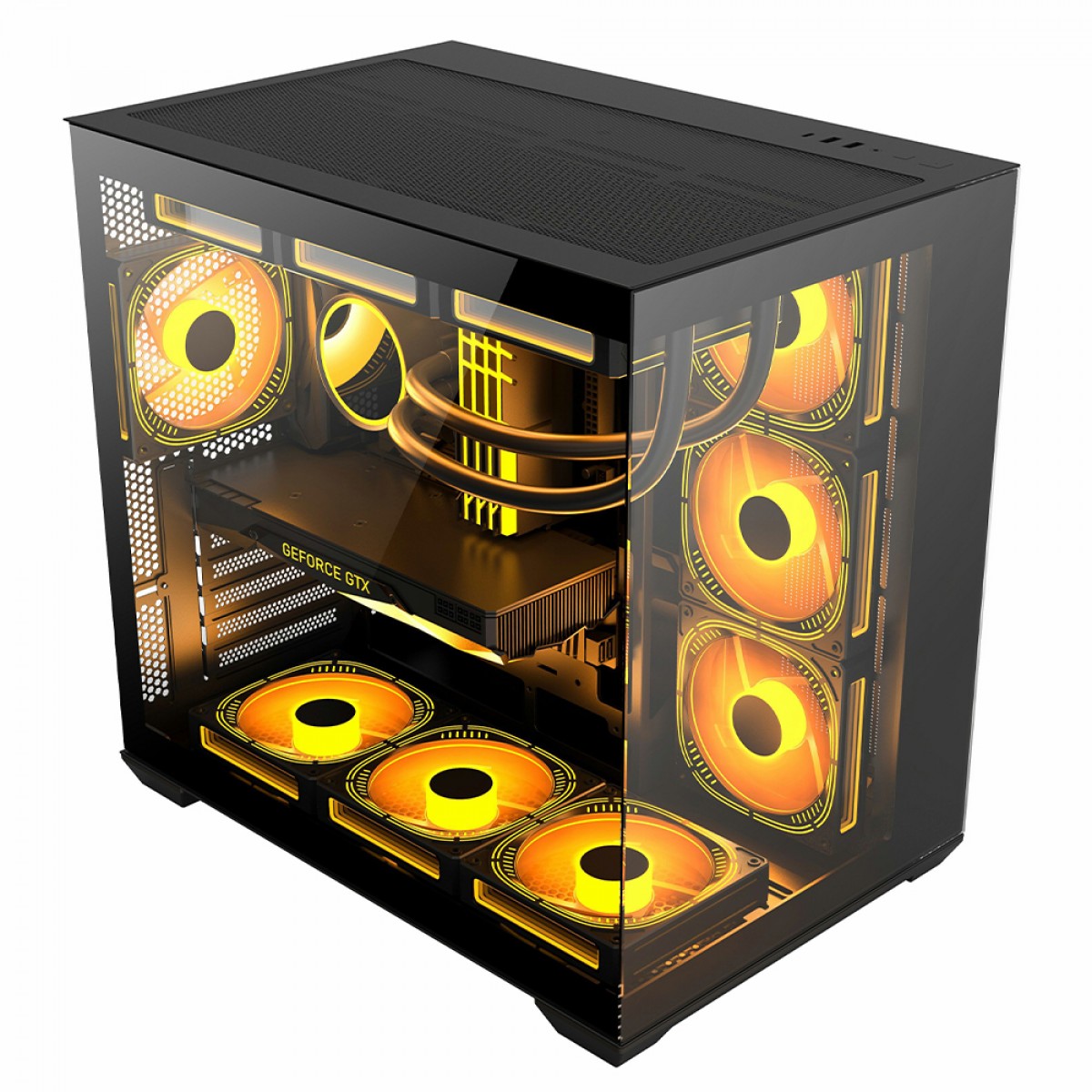Gabinete Gamer Liketec Atlas Dark, Aquário, Mid Tower, Vidro Temperado, ATX, Sem Fonte, Sem Fans, Preto