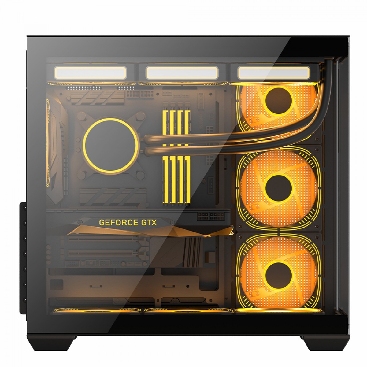 Gabinete Gamer Liketec Atlas Dark, Aquário, Mid Tower, Vidro Temperado, ATX, Sem Fonte, Sem Fans, Preto