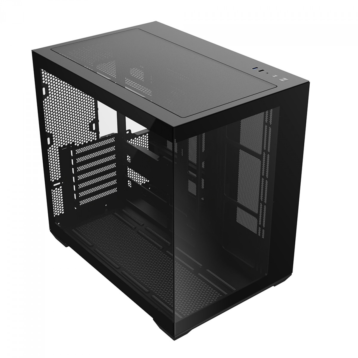 Gabinete Gamer Liketec Atlas Dark, Aquário, Mid Tower, Vidro Temperado, ATX, Sem Fonte, Sem Fans, Preto