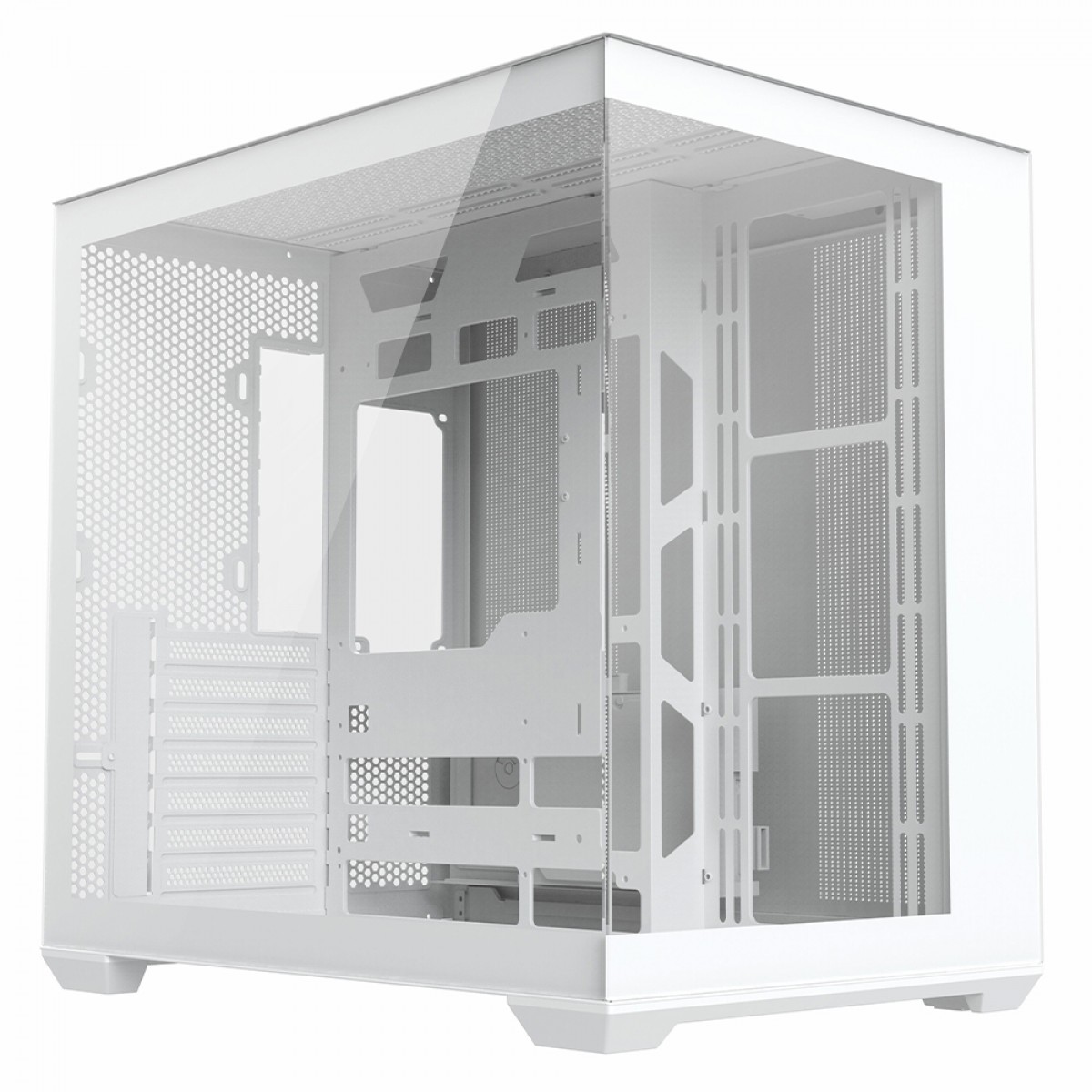 Gabinete Gamer Liketec Atlas Snow, Aquário, Mid Tower, Vidro Temperado, ATX, Sem Fonte, Sem Fans, Branco