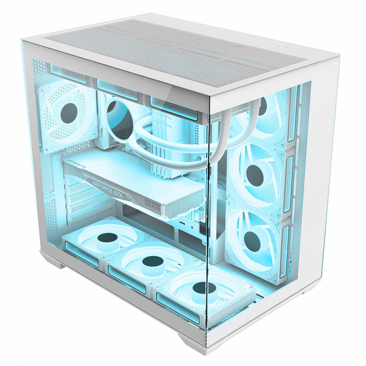 Gabinete Gamer Liketec Atlas Snow, Aquário, Mid Tower, Vidro Temperado, ATX, Sem Fonte, Sem Fans, Branco