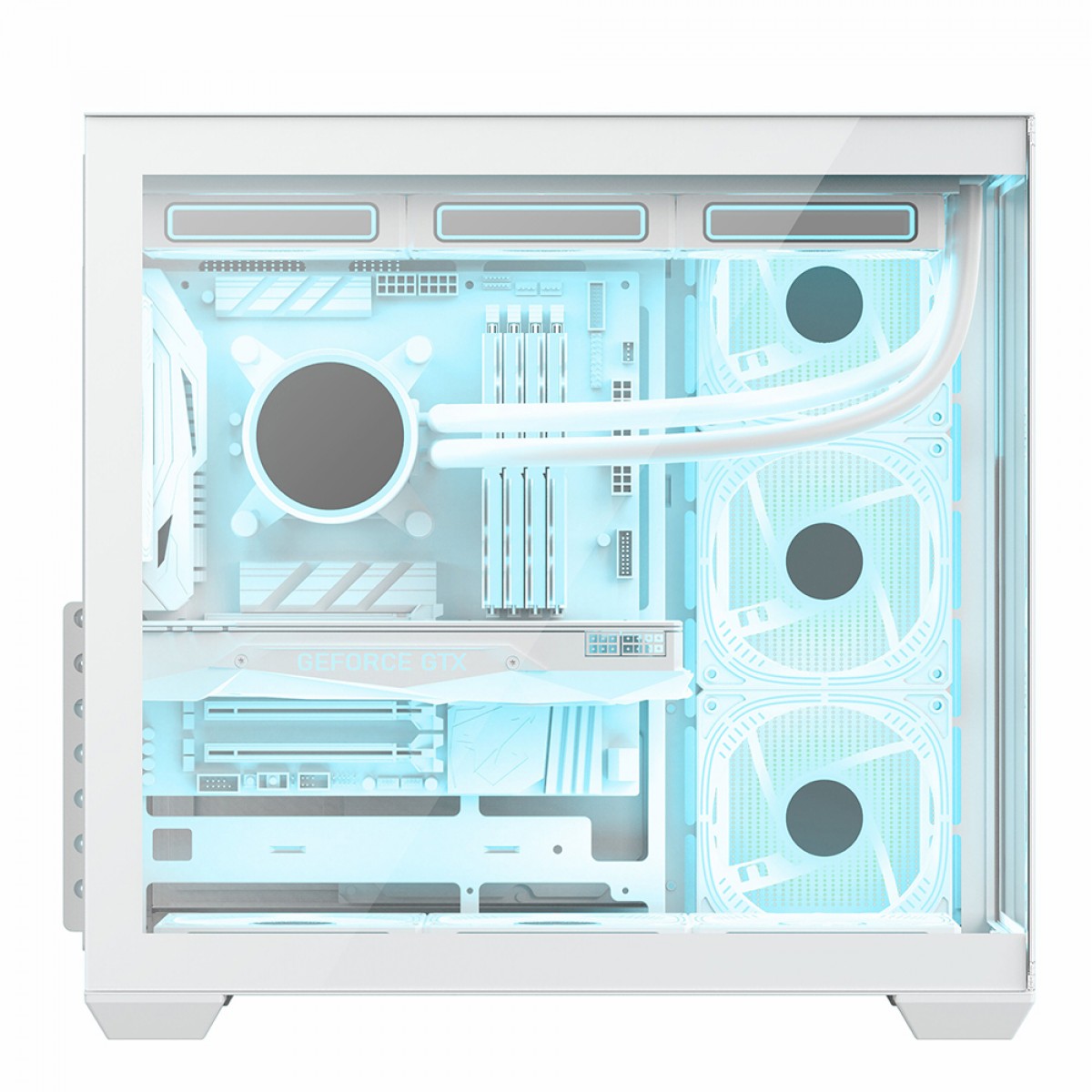 Gabinete Gamer Liketec Atlas Snow, Aquário, Mid Tower, Vidro Temperado, ATX, Sem Fonte, Sem Fans, Branco