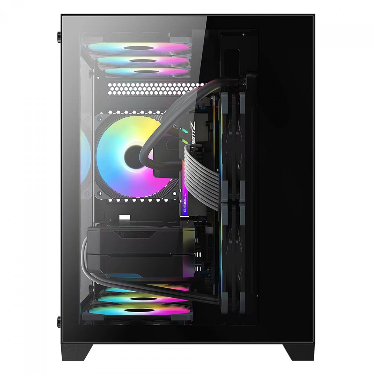Gabinete Gamer Liketec Cube Kirra, RGB, Mid Tower, Vidro Temperado, MATX, Black, Sem Fonte, Com 4 Fans