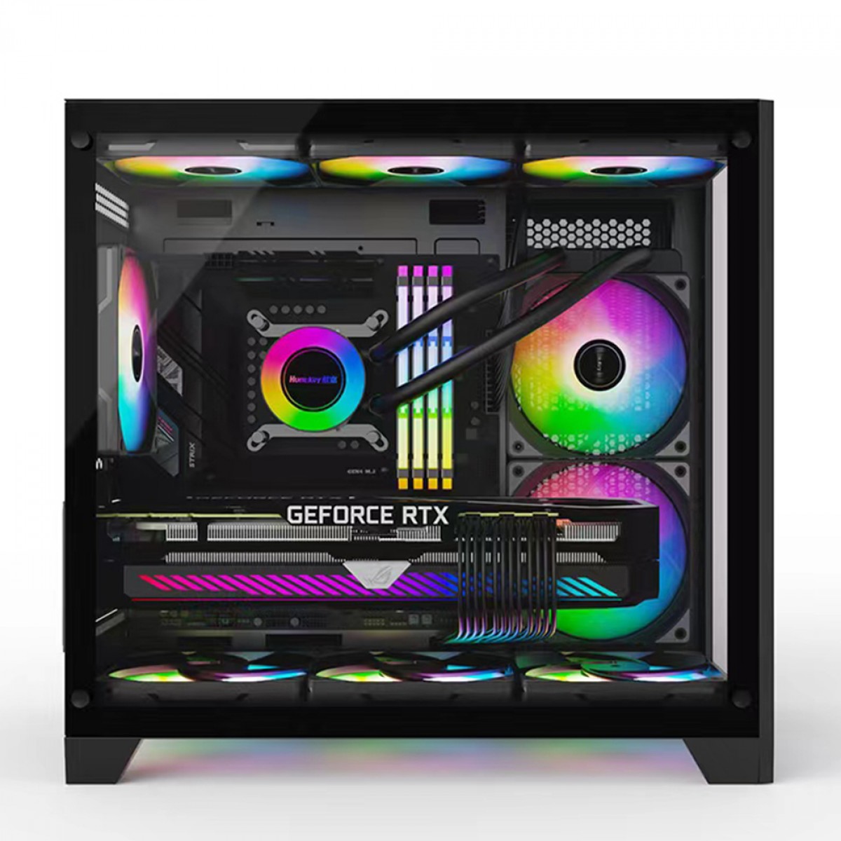 Gabinete Gamer Liketec Cube Kirra, RGB, Mid Tower, Vidro Temperado, MATX, Black, Sem Fonte, Com 4 Fans