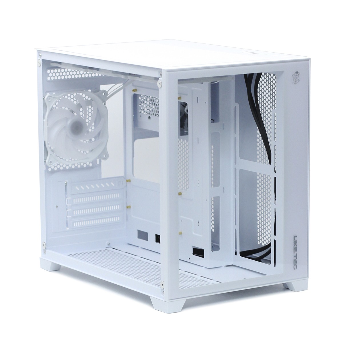 Gabinete Gamer Liketec Cube Kirra Snow, RGB, Mid Tower, Vidro Temperado, MATX, White, Sem Fonte, Com 4 Fans