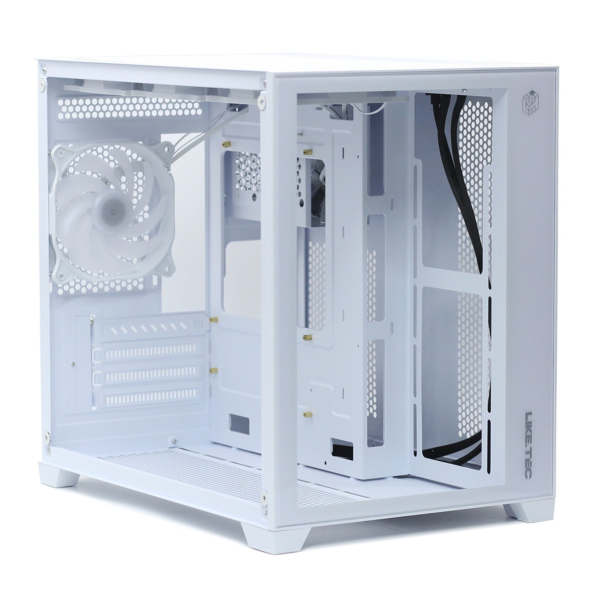 Gabinete Gamer Liketec Cube Kirra Snow, RGB, Mid Tower, Vidro Temperado, MATX, White, Sem Fonte, Com 4 Fans