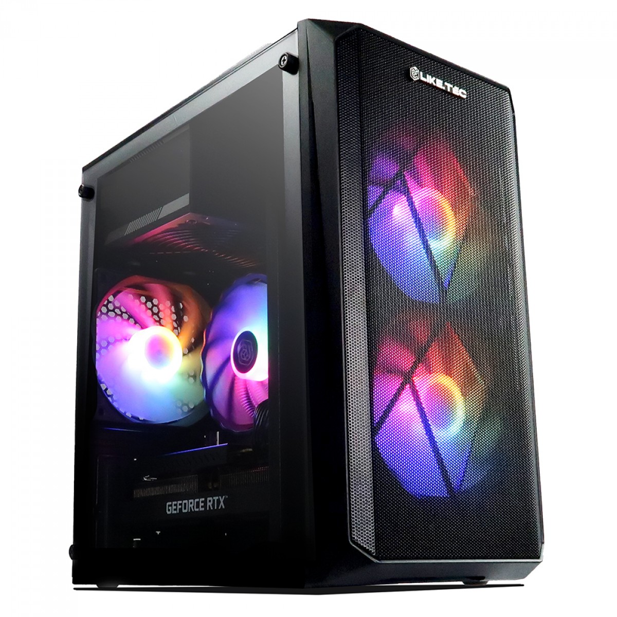 Gabinete Gamer Liketec Cycle, Mid Tower, Acrílico, M-ATX, Black, Sem Fonte, Com 3 Fans