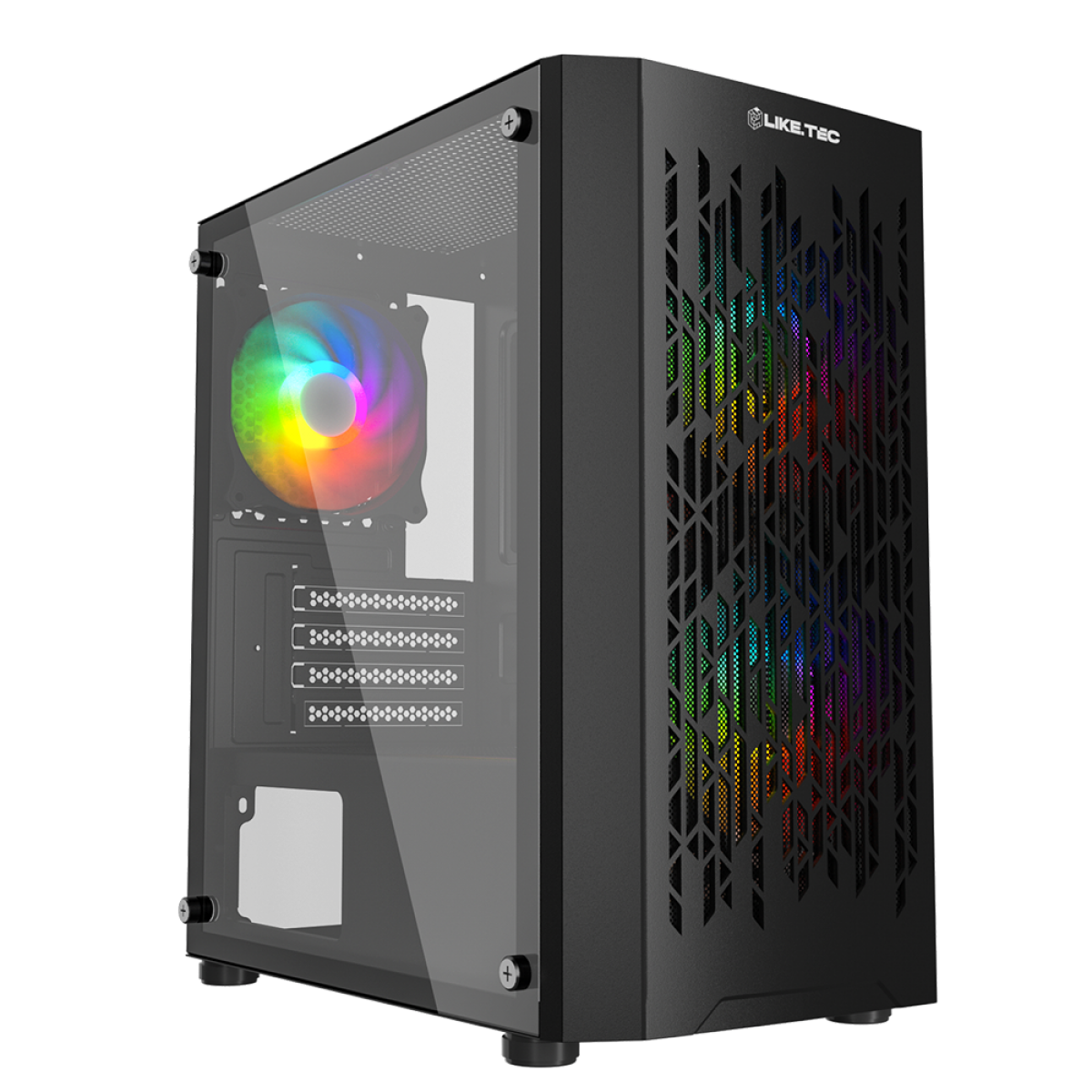 Gabinete Gamer Liketec Dark Revolution, RGB, Mid Tower, Vidro Temperado, M-ATX, Black, Sem Fonte, Com 3 Fans, LC-MT-REVOLUTION-2051
