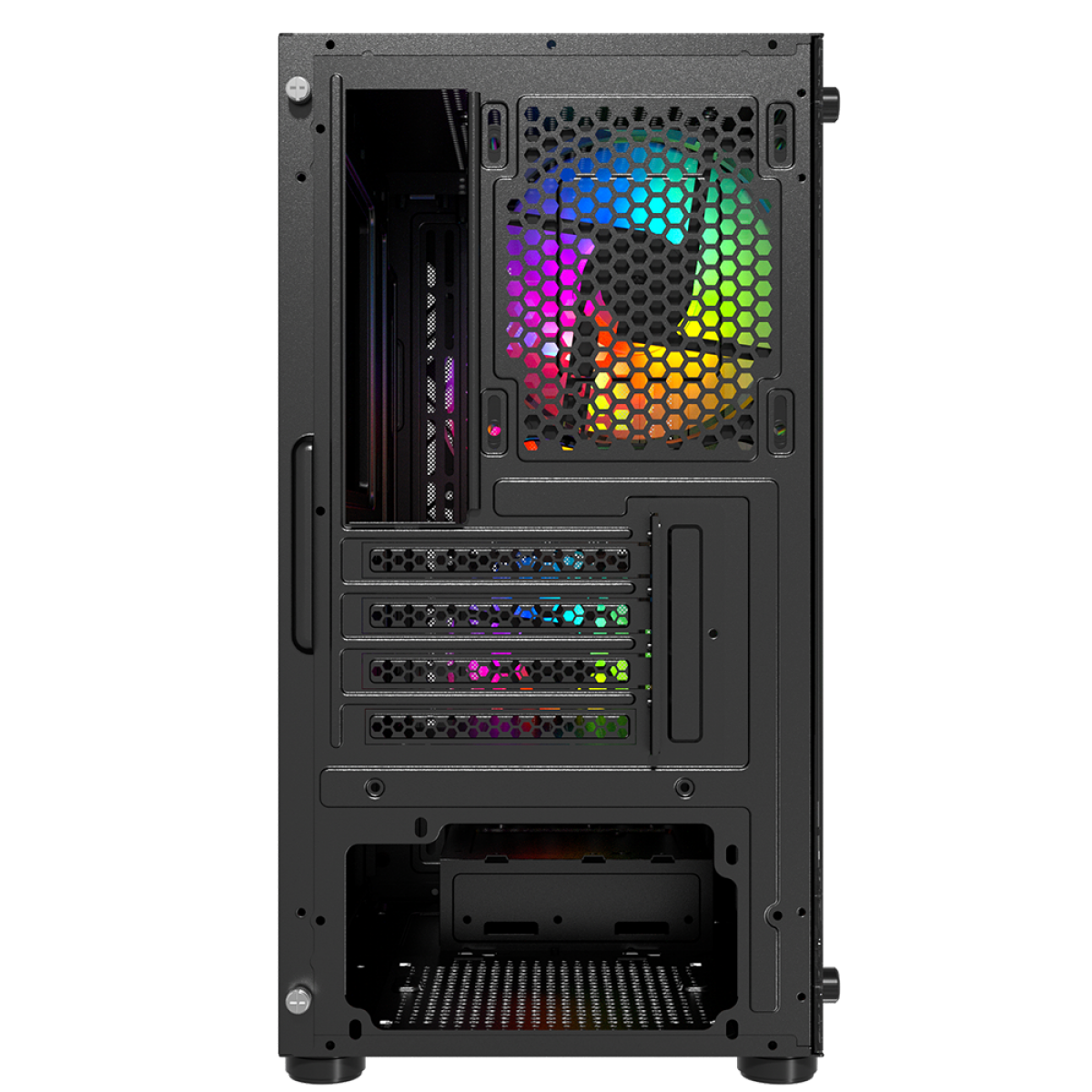 Gabinete Gamer Liketec Dark Revolution, RGB, Mid Tower, Vidro Temperado, M-ATX, Black, Sem Fonte, Com 3 Fans, LC-MT-REVOLUTION-2051