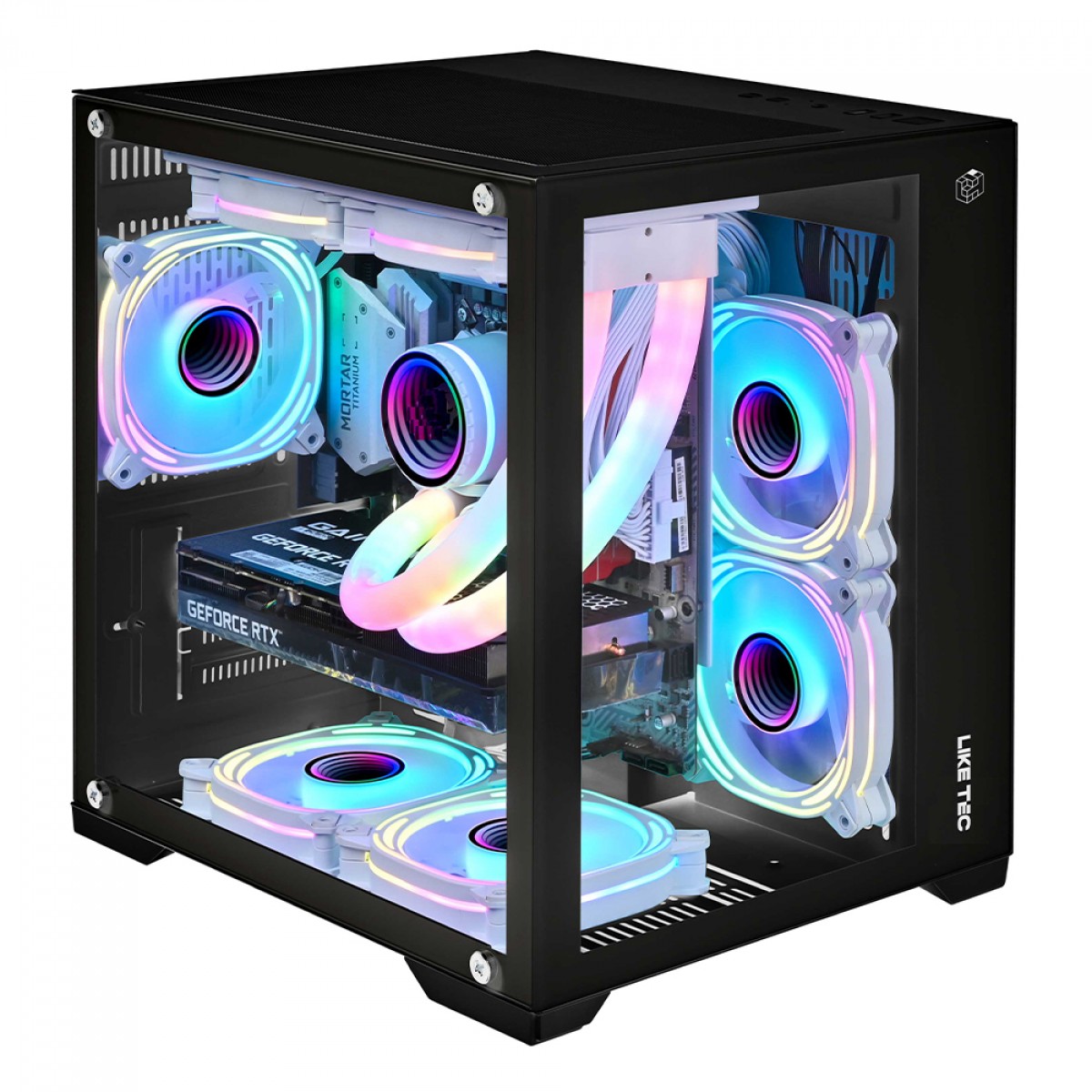 Gabinete Gamer Liketec Dasha, Mid Tower, Vidro Temperado, M-ATX, Black, Sem Fonte, Sem Fan, LC-CB2X2-DASHA-2038