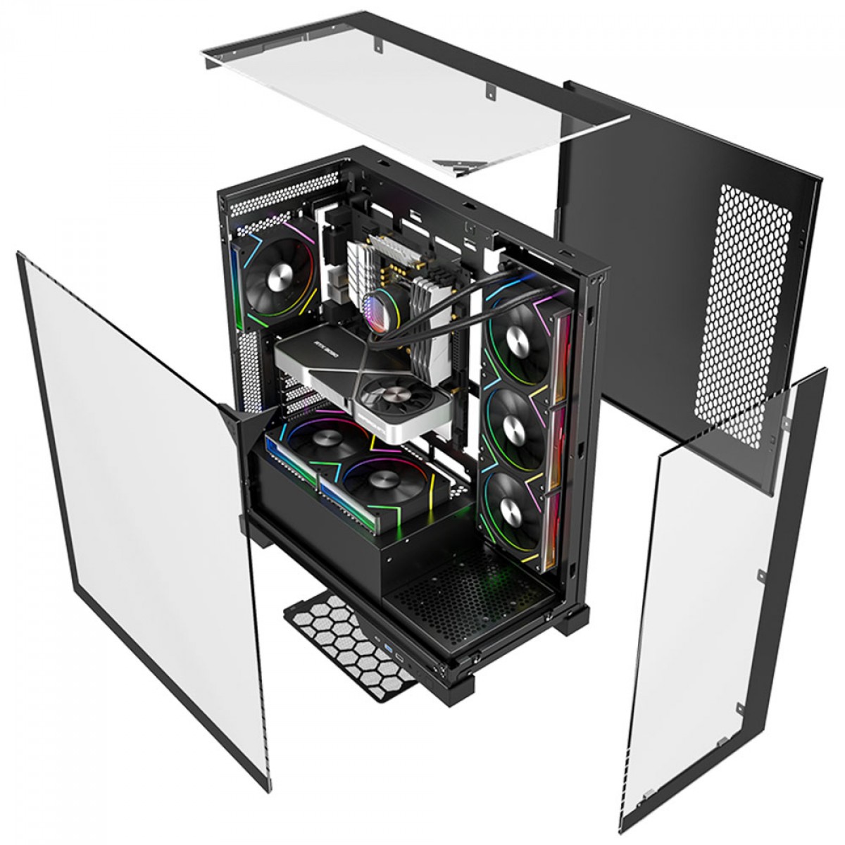 Gabinete Gamer Liketec Empire Dark, Mid Tower, Vidro Temperado, ATX, Sem Fonte, Sem Fans, Preto