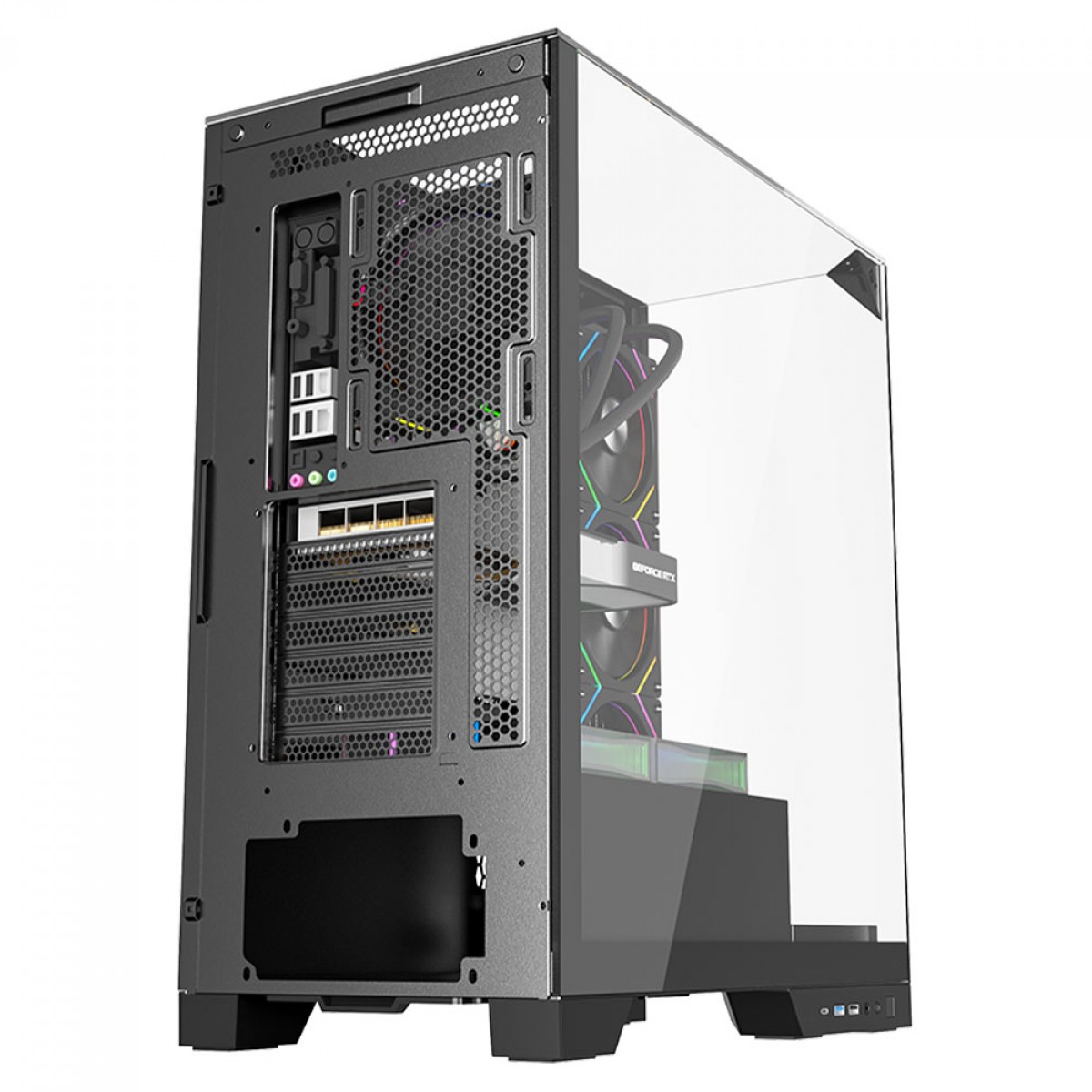 Gabinete Gamer Liketec Empire Dark, Mid Tower, Vidro Temperado, ATX, Sem Fonte, Sem Fans, Preto