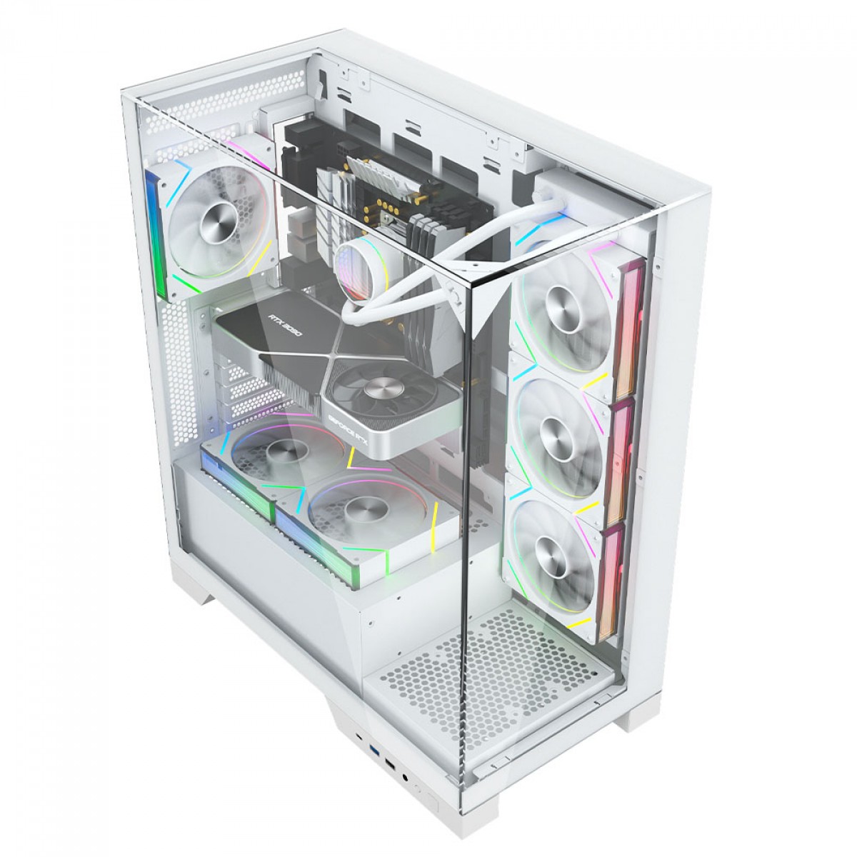 Gabinete Gamer Liketec Empire Snow, Mid Tower, Vidro Temperado, ATX, Sem Fonte, Sem Fans, Branco