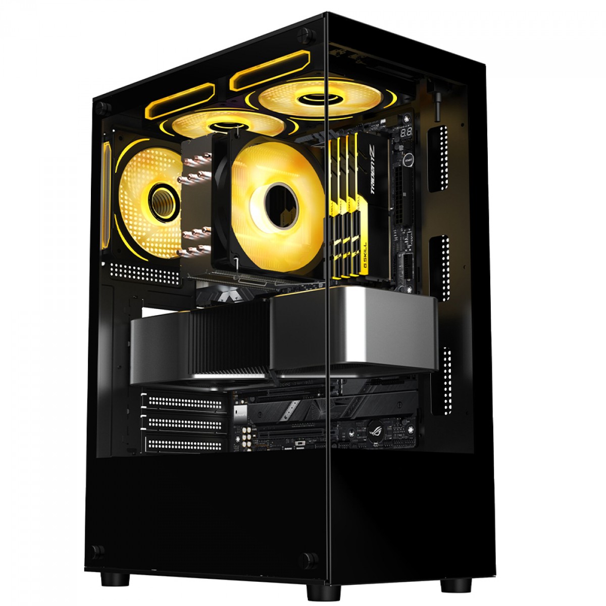 Gabinete Gamer Liketec Heydar Dark, Mid Tower, Cube Design, ATX, Vidro Temperado, Preto, Sem Fan, LC-CB-HEYDAR-2084