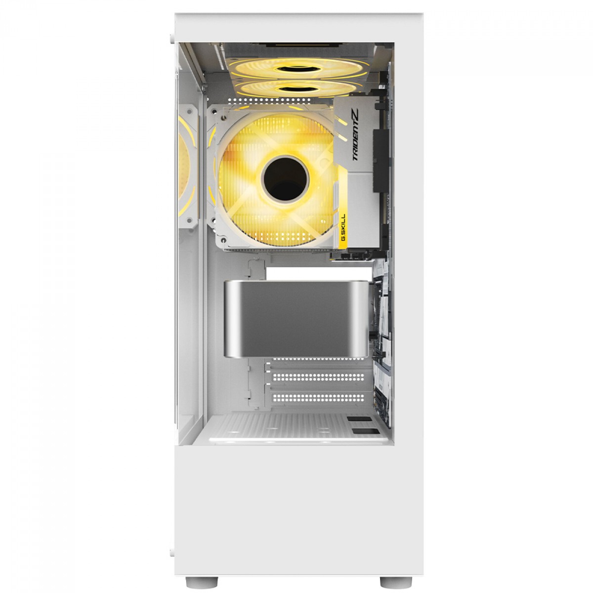 Gabinete Gamer Liketec Heydar Snow, Mid Tower, Cube Design, ATX, Vidro Temperado, Branco, Sem Fan, LC-CB-HEYDAR-2087