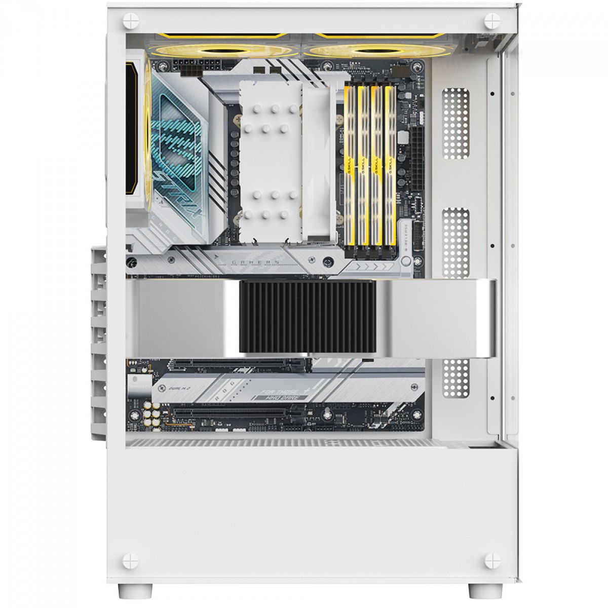 Gabinete Gamer Liketec Heydar Snow, Mid Tower, Cube Design, ATX, Vidro Temperado, Branco, Sem Fan, LC-CB-HEYDAR-2087
