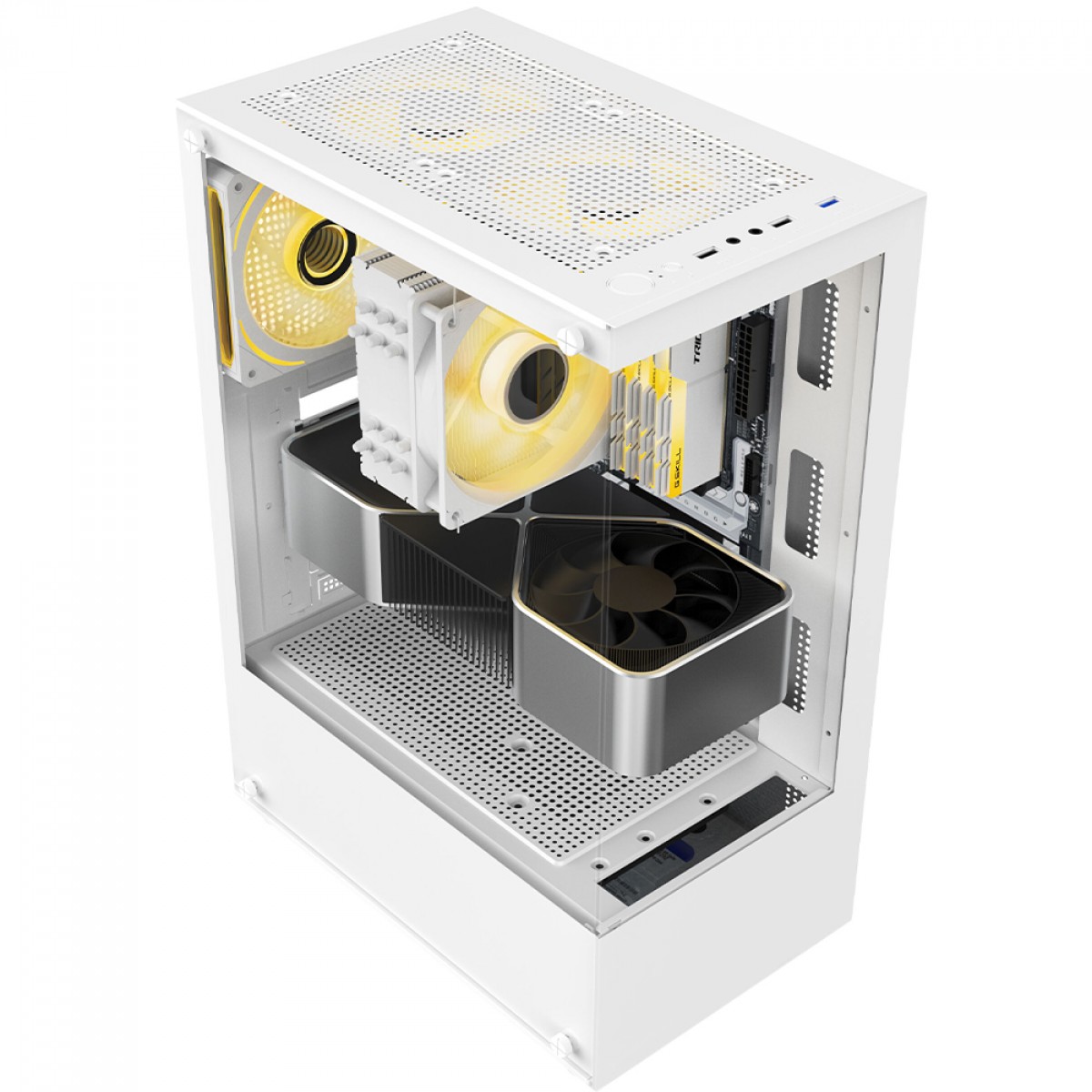 Gabinete Gamer Liketec Heydar Snow, Mid Tower, Cube Design, ATX, Vidro Temperado, Branco, Sem Fan, LC-CB-HEYDAR-2087