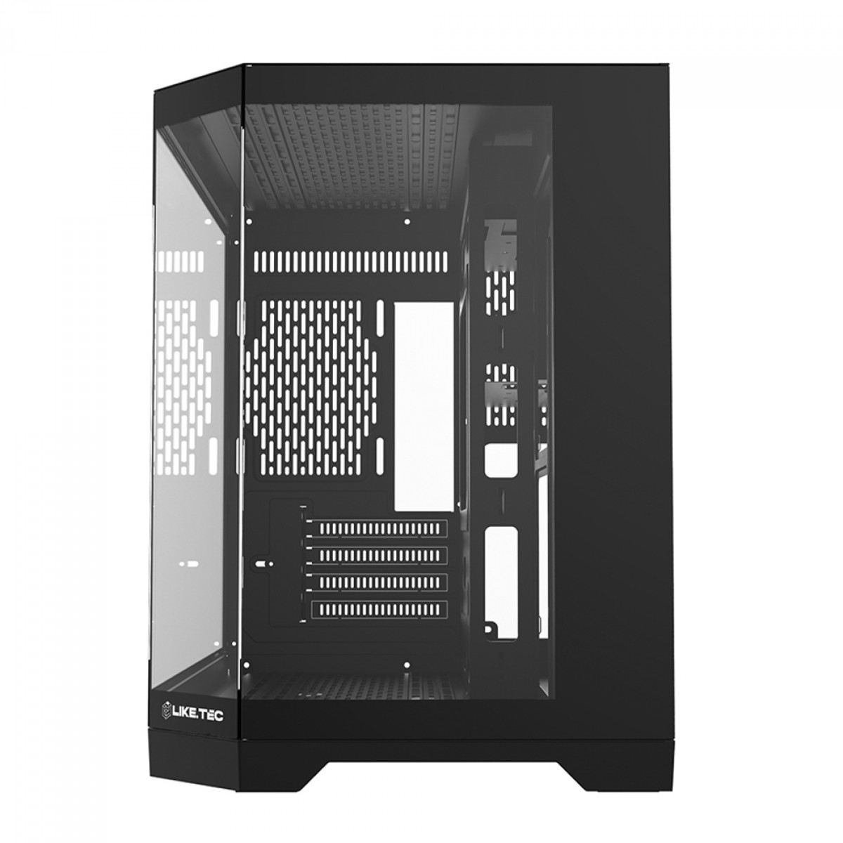 Gabinete Gamer Liketec Ilusion Dark, Aquário, Mid Tower, Vidro Temperado, MATX, Sem Fonte, Sem Fans, Preto