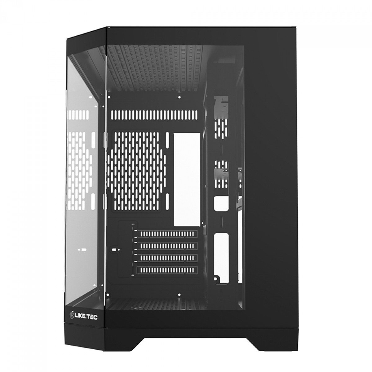 Gabinete Gamer Liketec Ilusion Dark, Aquário, Mid Tower, Vidro Temperado, MATX, Sem Fonte, Sem Fans, Preto