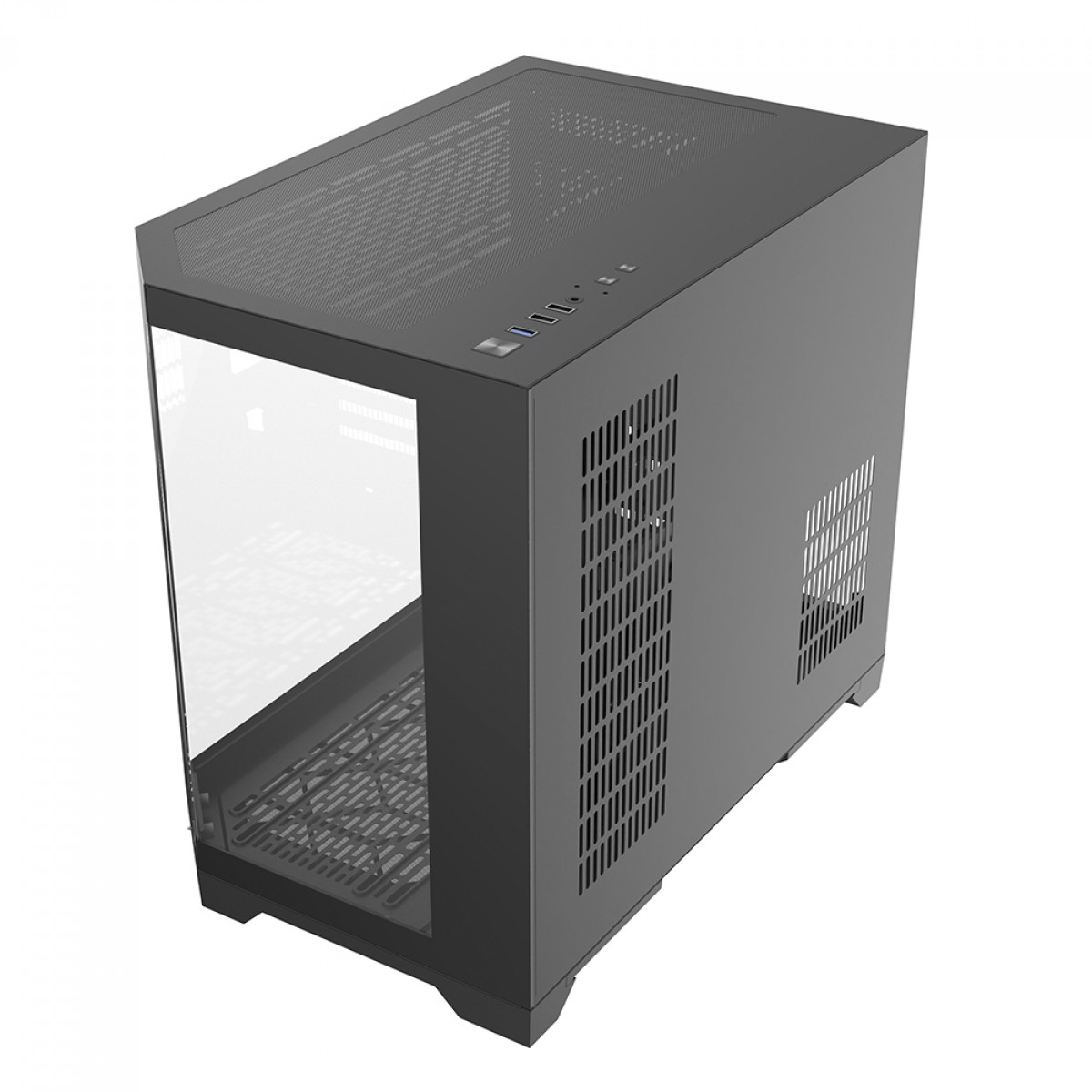 Gabinete Gamer Liketec Ilusion Dark, Aquário, Mid Tower, Vidro Temperado, MATX, Sem Fonte, Sem Fans, Preto