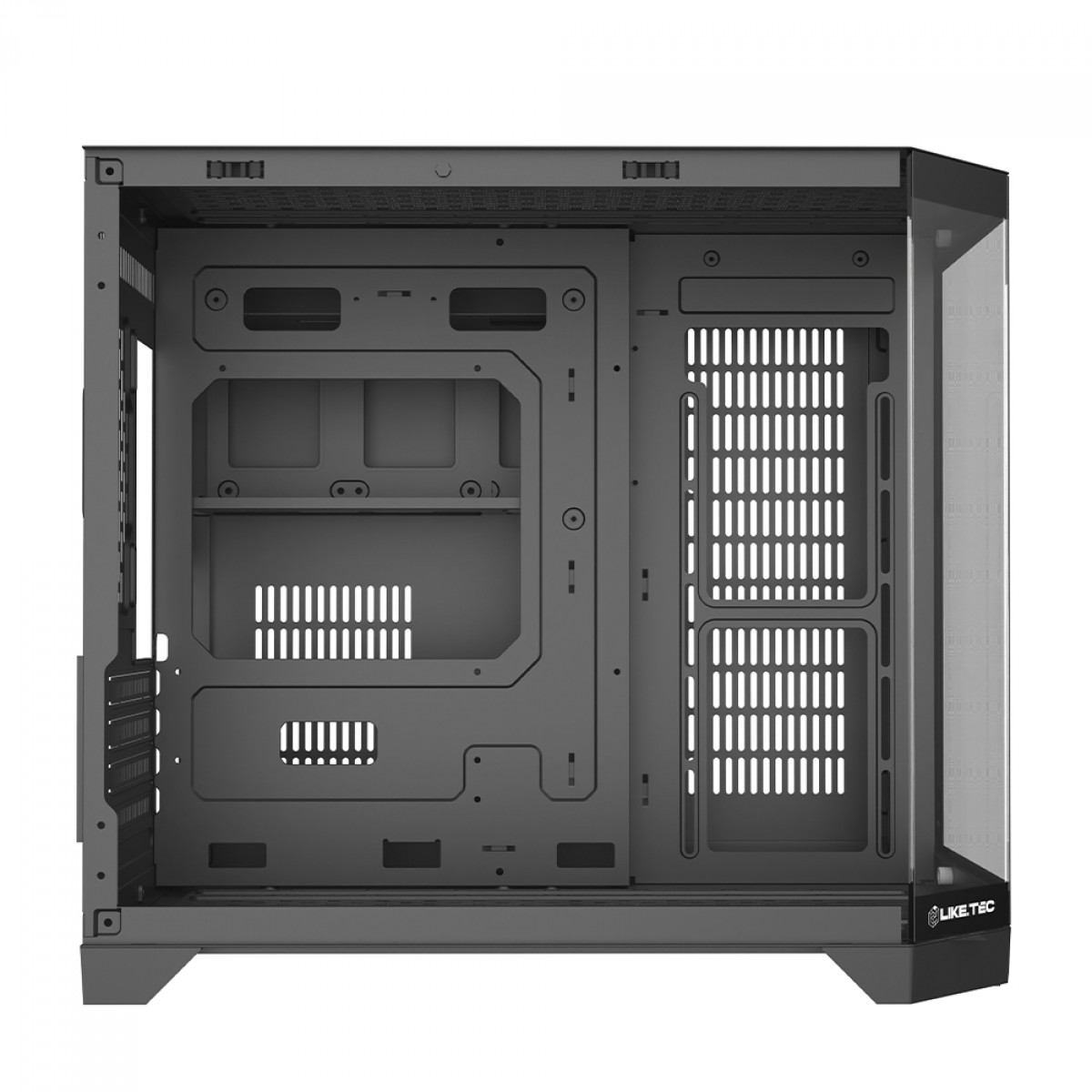 Gabinete Gamer Liketec Ilusion Dark, Aquário, Mid Tower, Vidro Temperado, MATX, Sem Fonte, Sem Fans, Preto