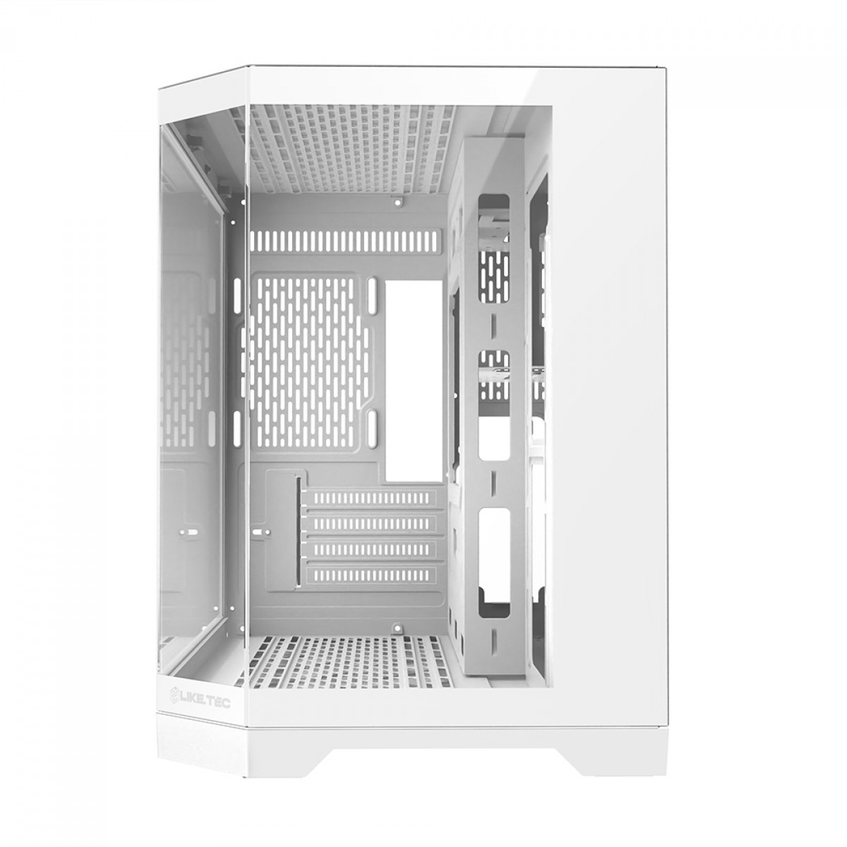 Gabinete Gamer Liketec Ilusion Snow, Aquário, Mid Tower, Vidro Temperado, MATX, Sem Fonte, Sem Fans, Branco
