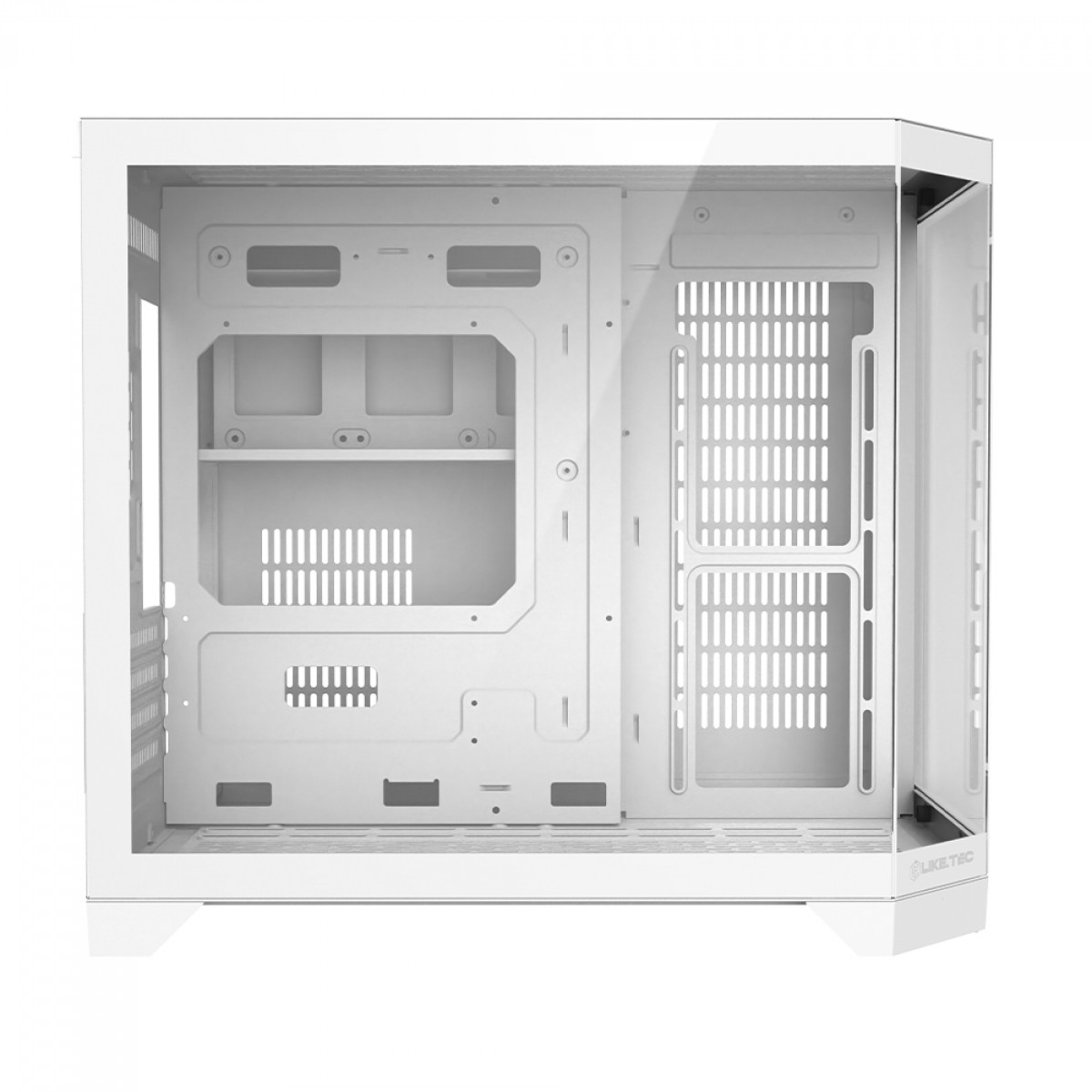 Gabinete Gamer Liketec Ilusion Snow, Aquário, Mid Tower, Vidro Temperado, MATX, Sem Fonte, Sem Fans, Branco