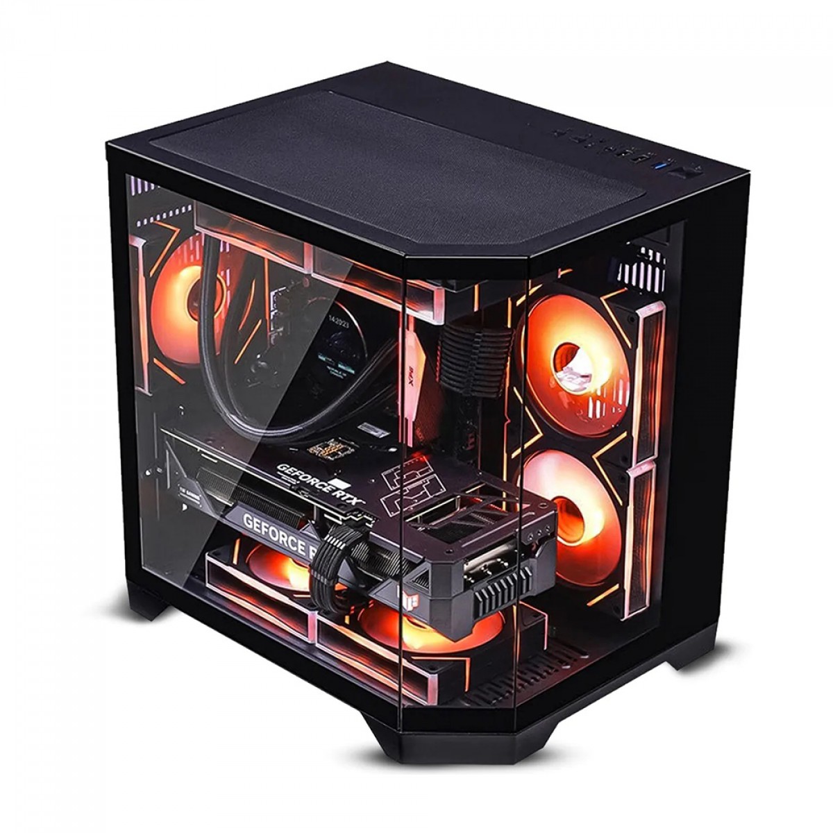 Gabinete Gamer Liketec Impossible Dark, Aquário, Mini Tower, Vidro Temperado, MATX, Sem Fonte, Sem Fans, Preto