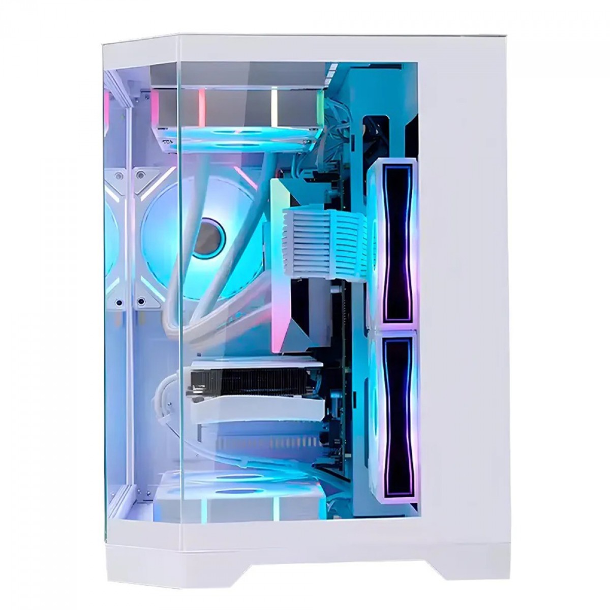 Gabinete Gamer Liketec Impossible Snow, Aquário, Mini Tower, Vidro Temperado, MATX, Sem Fonte, Sem Fans, Branco