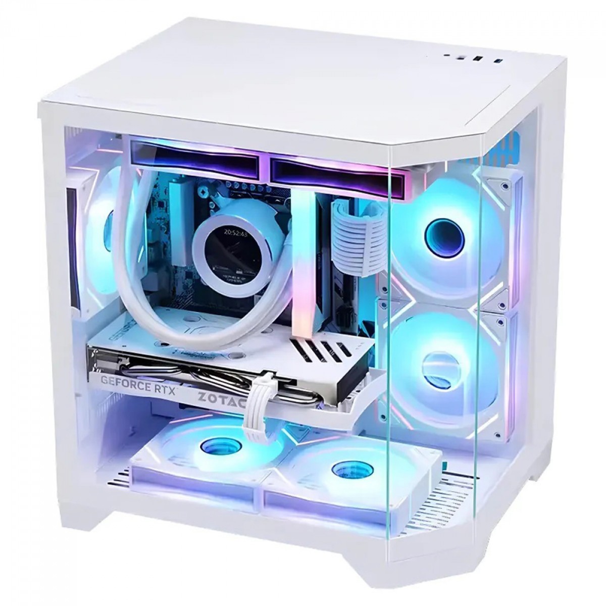 Gabinete Gamer Liketec Impossible Snow, Aquário, Mini Tower, Vidro Temperado, MATX, Sem Fonte, Sem Fans, Branco
