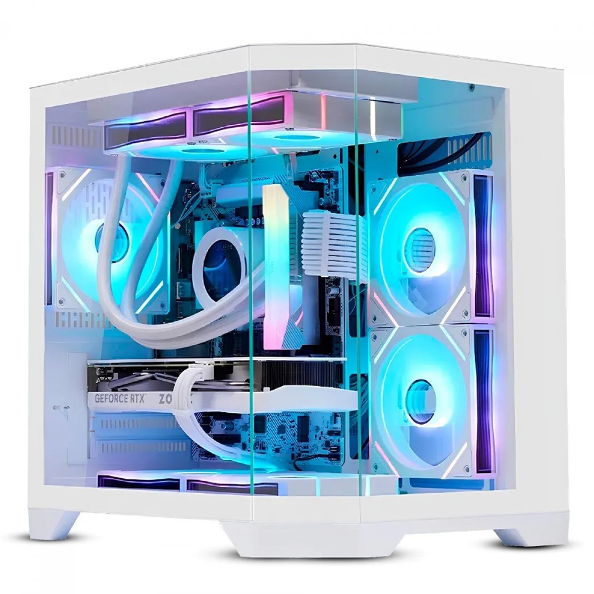 Gabinete Gamer Liketec Impossible Snow, Aquário, Mini Tower, Vidro Temperado, MATX, Sem Fonte, Sem Fans, Branco