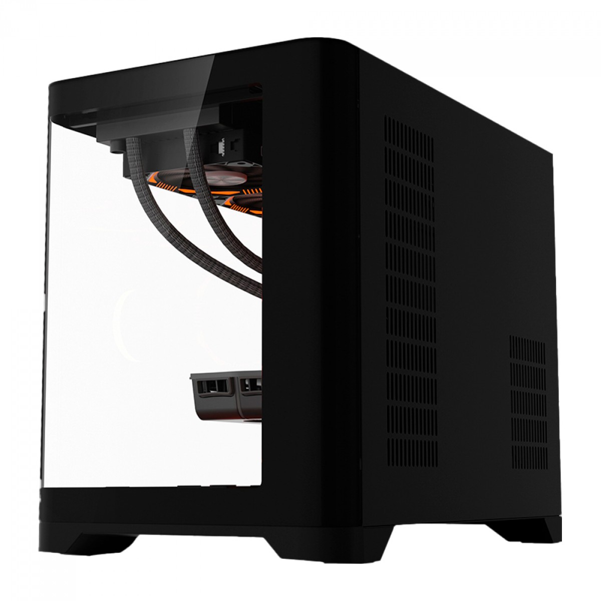 Gabinete Gamer Liketec Madness, Cube Design, Mid Tower, Vidro Temperado, M-ATX, Black, Sem Fonte, Sem Fans